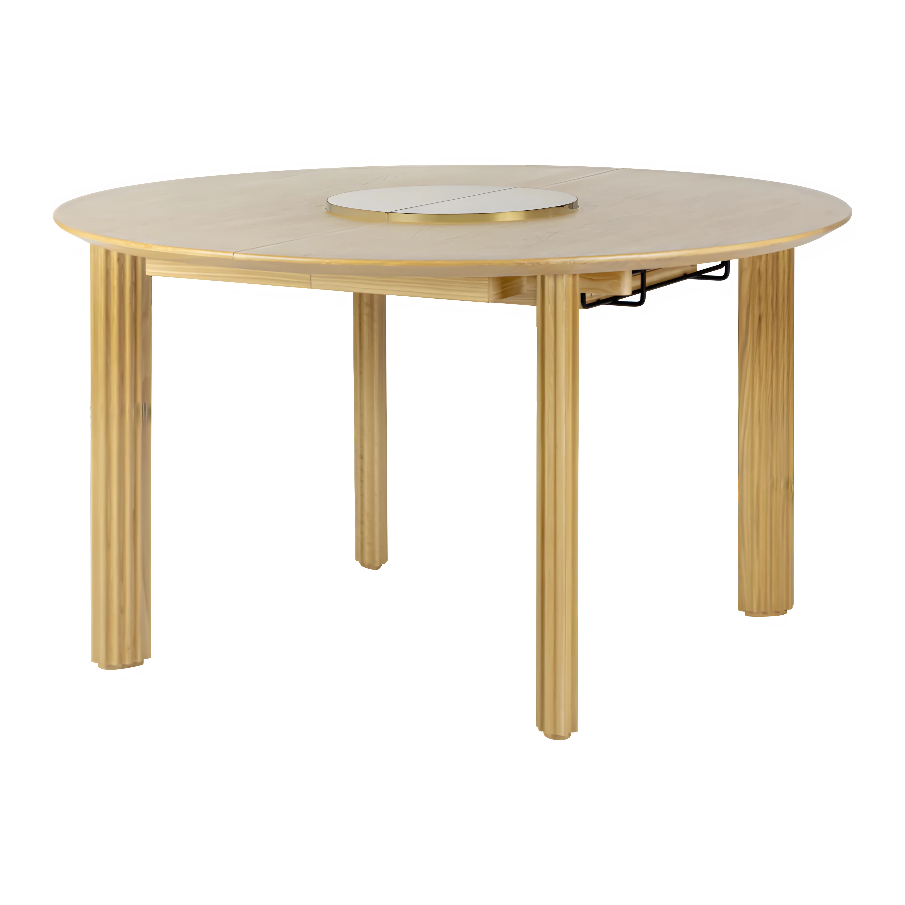 Stół okrągły rozkładany COMFORT CIRCLE dębowy z mosiężnym podestem - Image 3