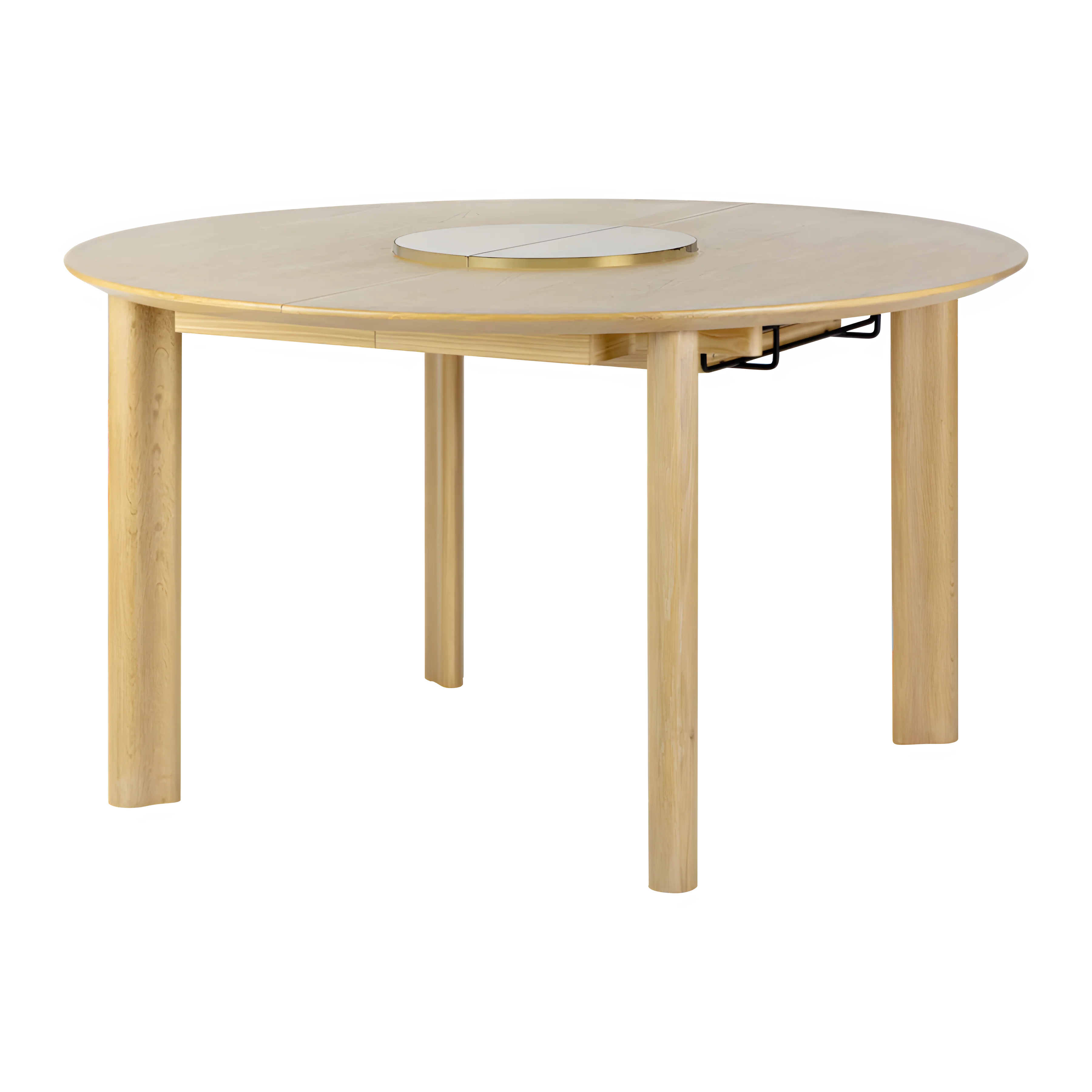 Stół okrągły rozkładany COMFORT CIRCLE dębowy z mosiężnym podestem - Image 4