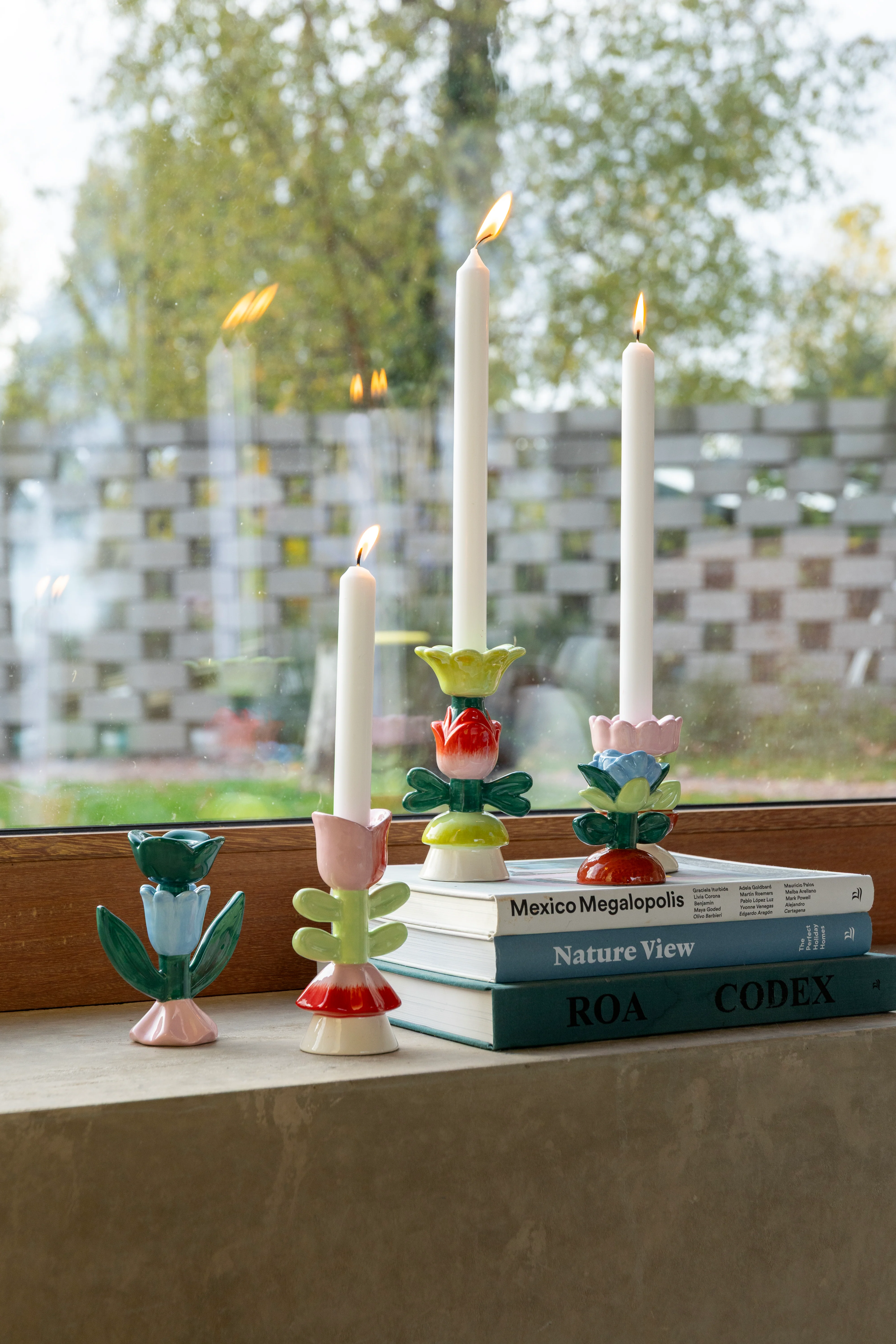 Świecznik BLUME zielony z różowym i czerwonym - Image 5