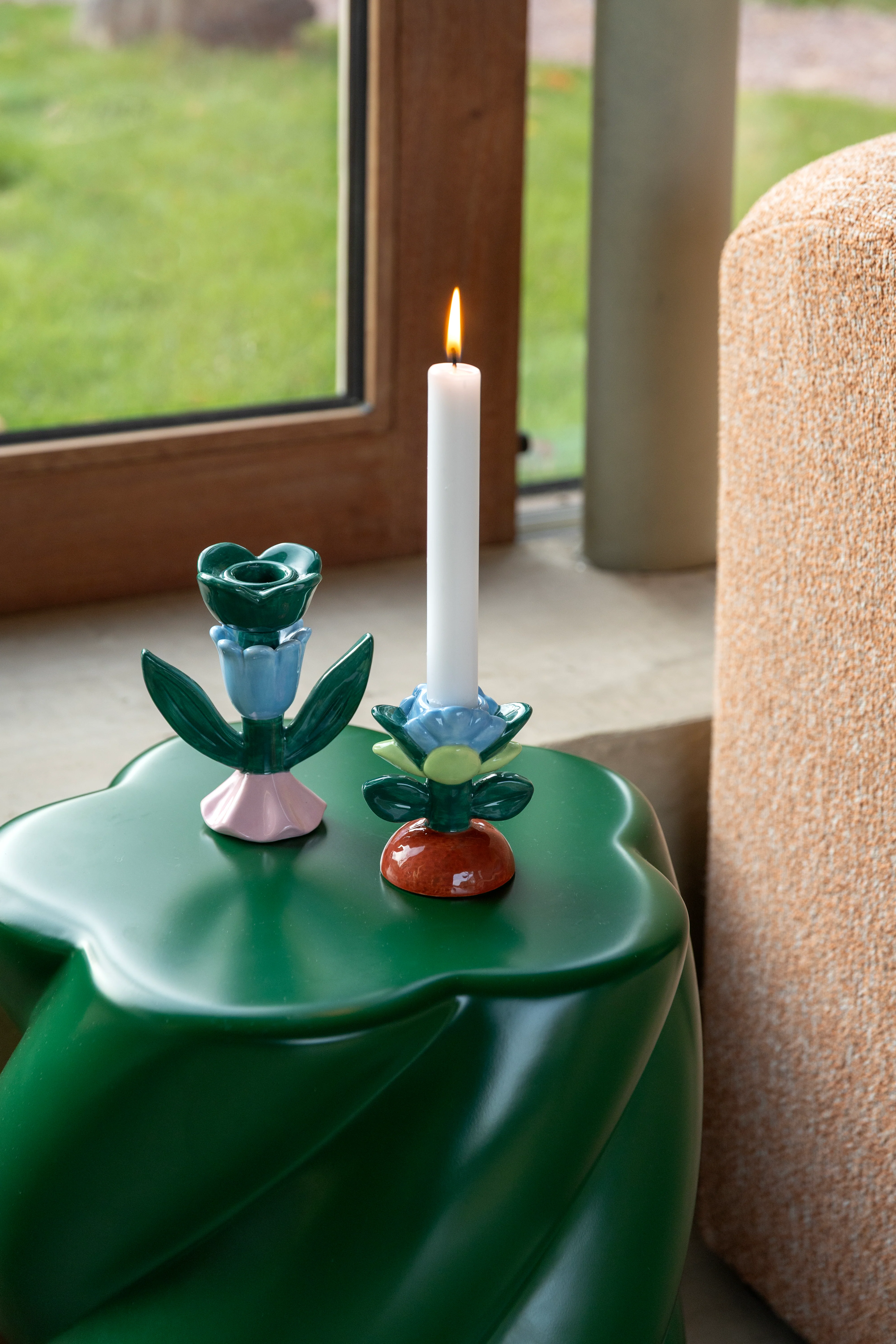 Świecznik BLUME zielony z niebieskim i różowym - Image 2