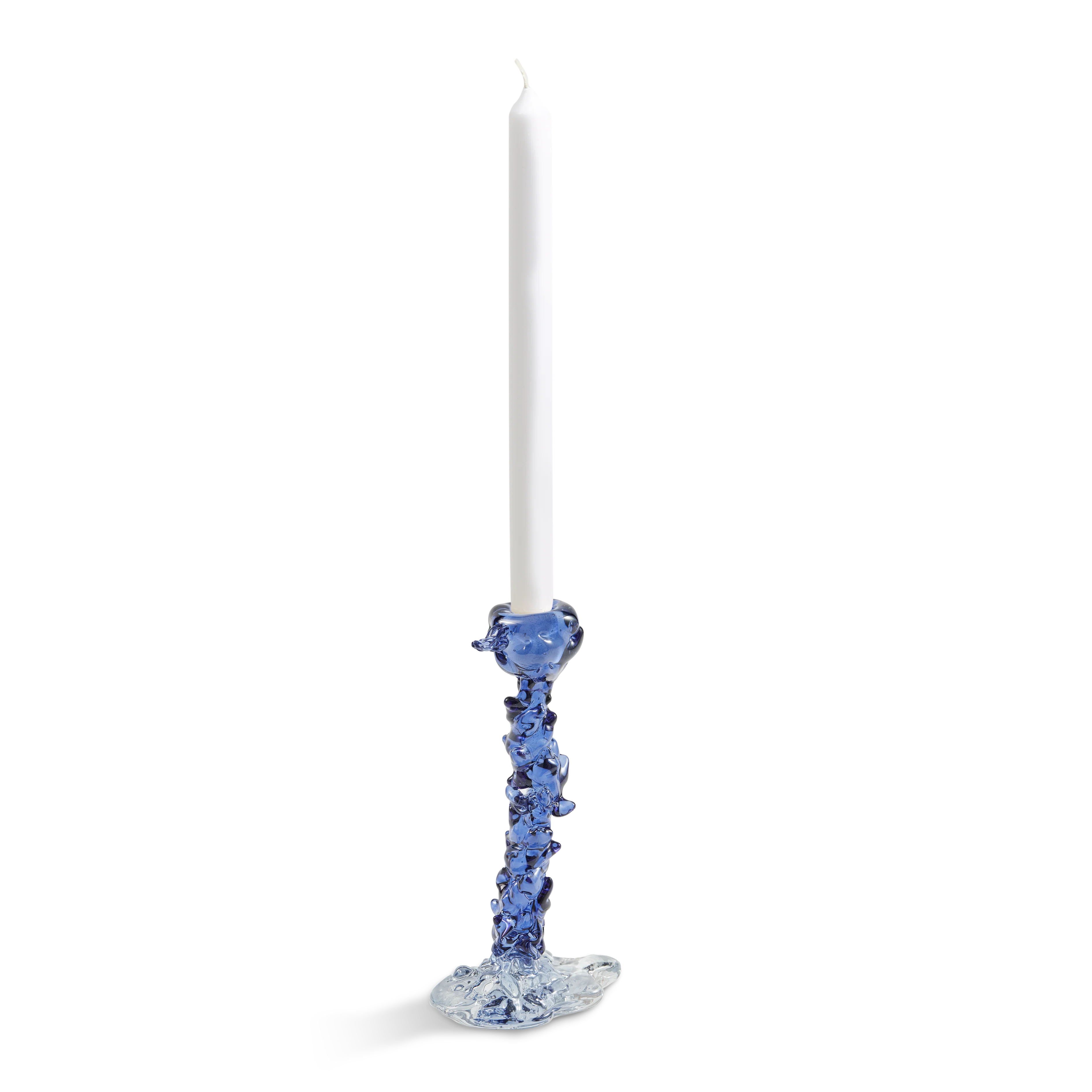 Świecznik GLASS DRIP niebieski