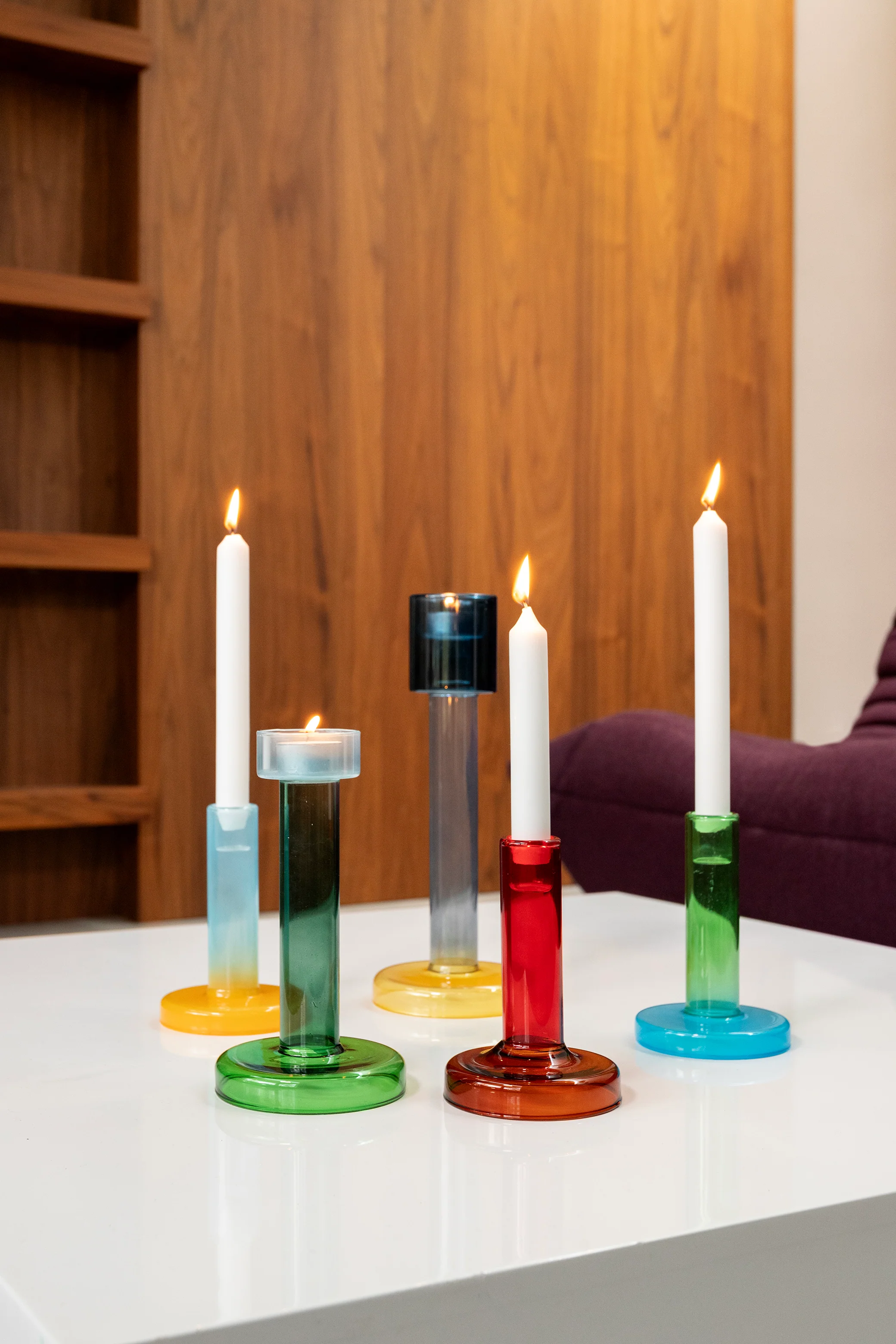Świecznik na tealight BOLE zielony z niebieskim - Image 2