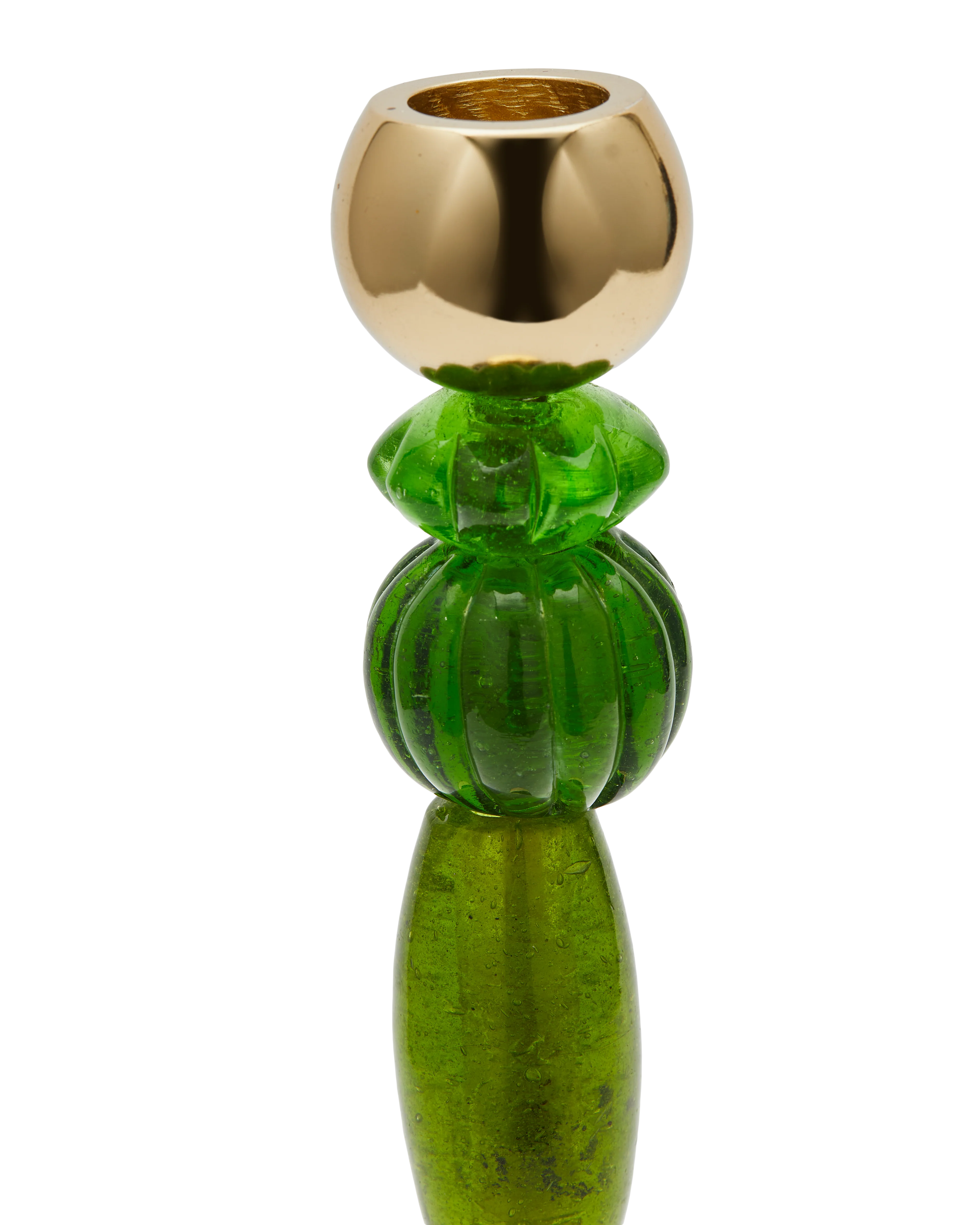 Świecznik pojedynczy BEADS zielony ze złotymi elementami - Image 5