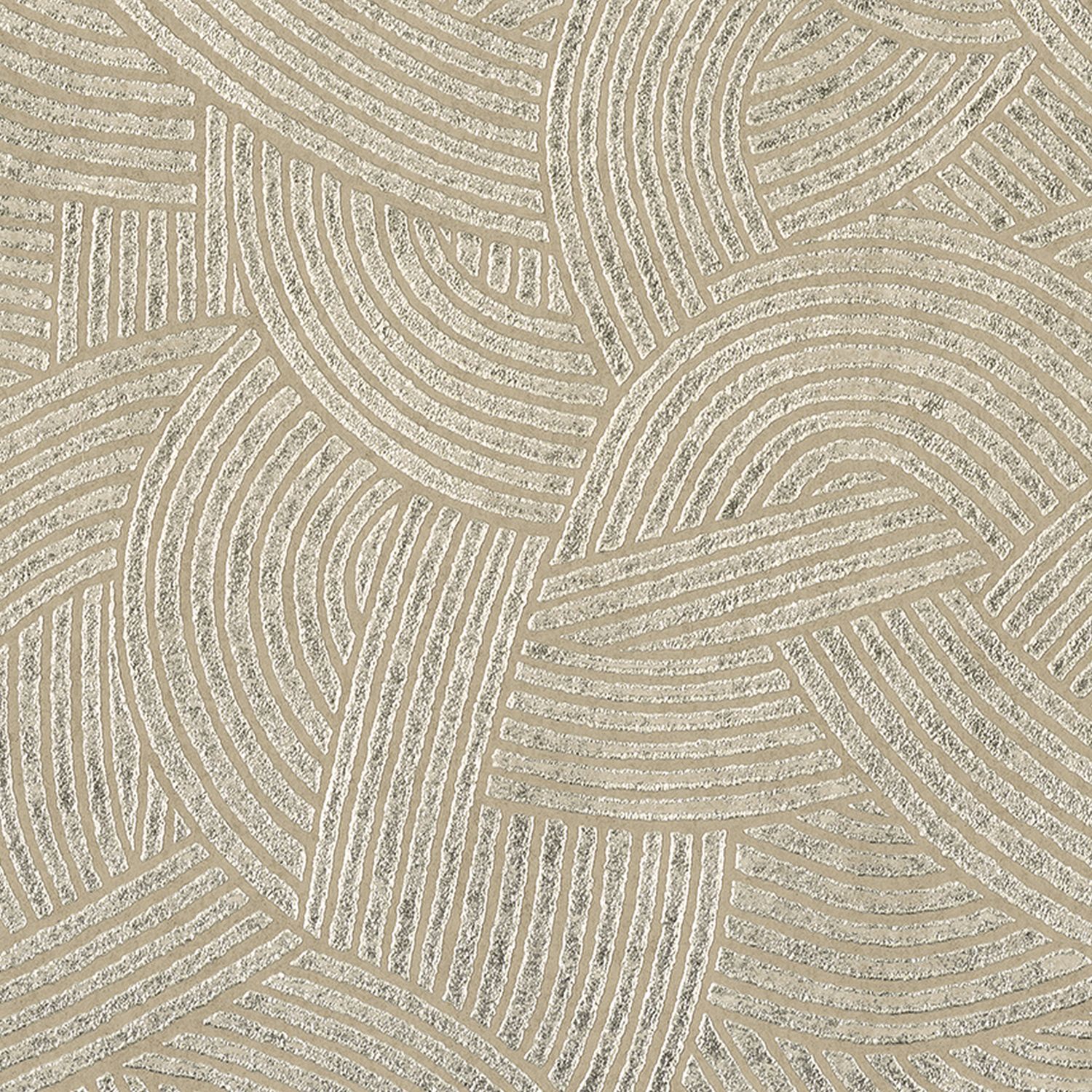 Tapeta strukturalna metaliczna 3D z geometrycznym motywem ASSOUAN - BEIGE beżowy