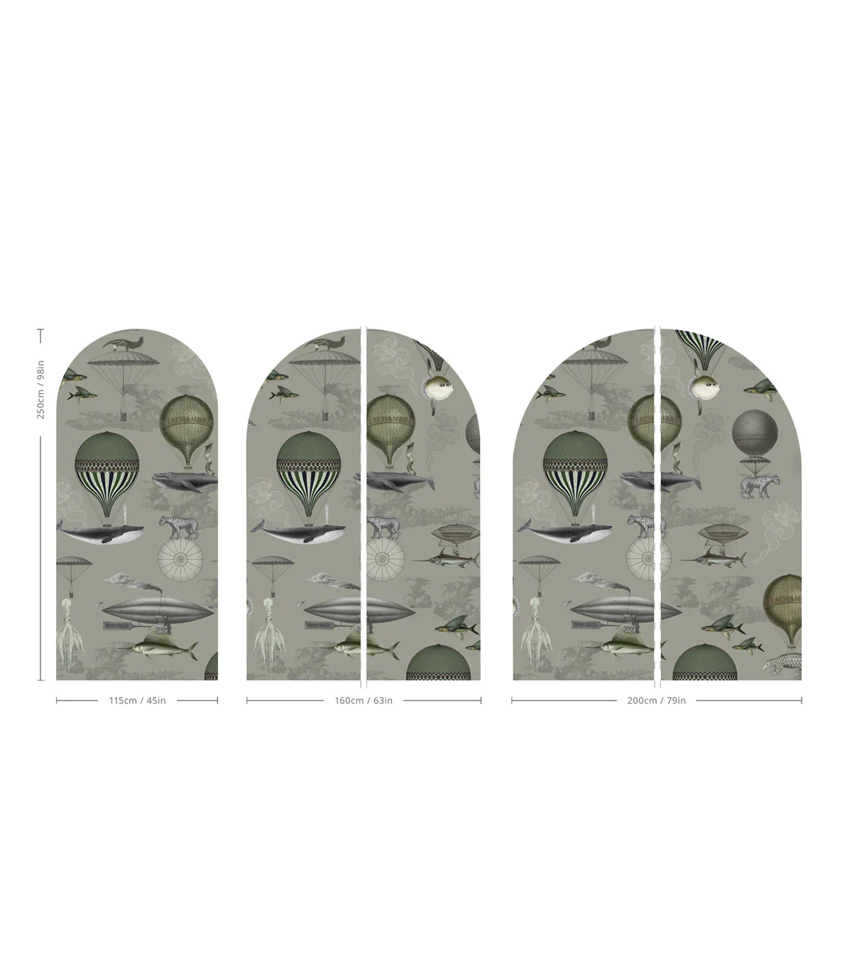 Mural dziecięcy w kształcie łuku VINTAGE BALLOONS zielony - Image 2