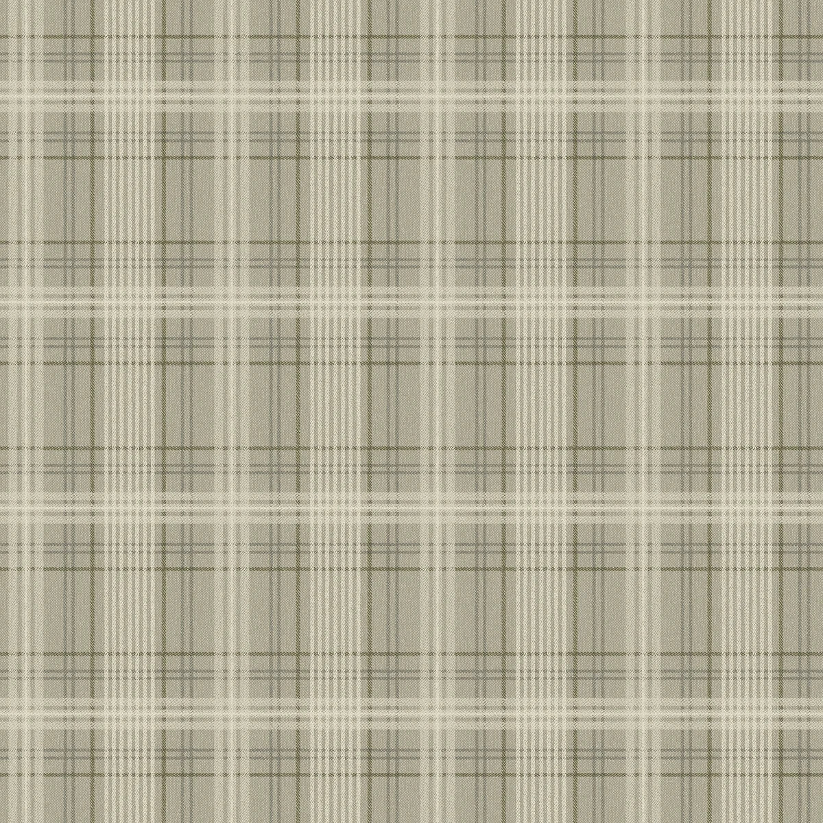 Tapeta z geometrycznym wzorem w szkocką kratkę TAILOR’S TWEED zgaszony zielony z beżowym