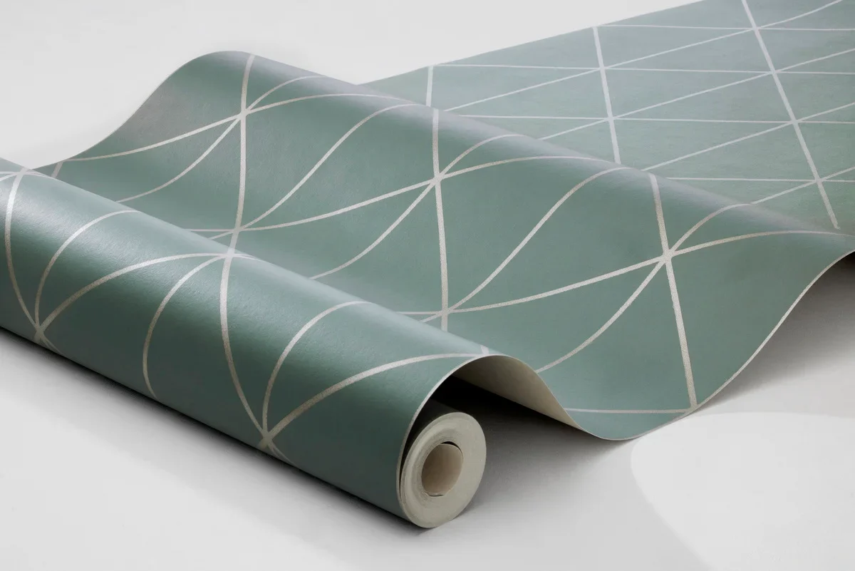 Tapeta flizelinowa papierowa z geometrycznym wzorem DIAMONDS zielony - Image 3