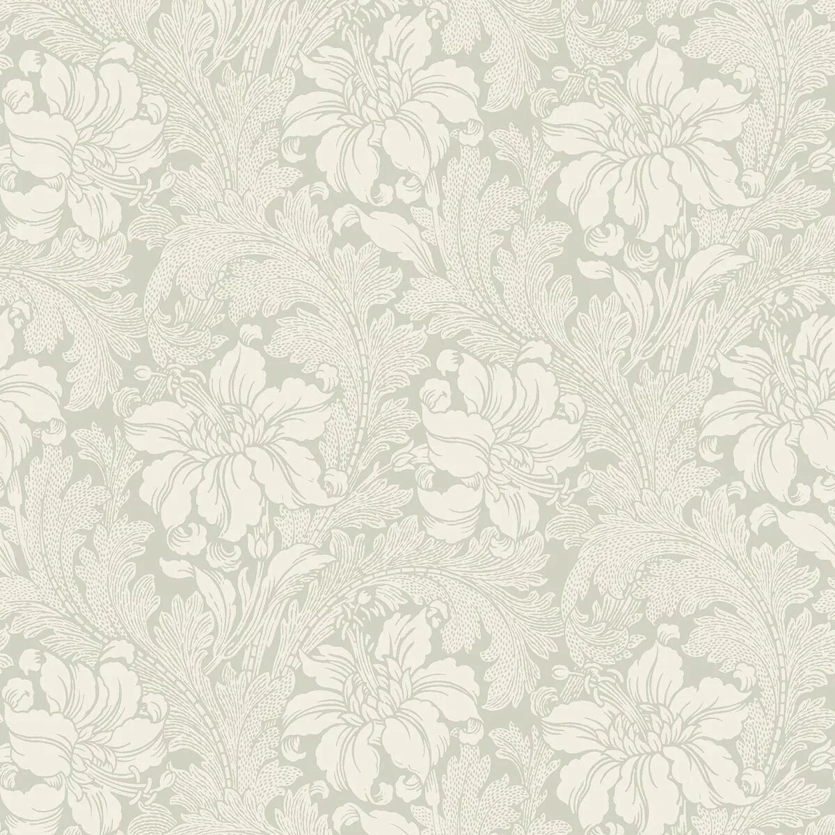Tapeta flizelinowa papierowa z roślinnym wzorem ACANTHUS jasny zielony