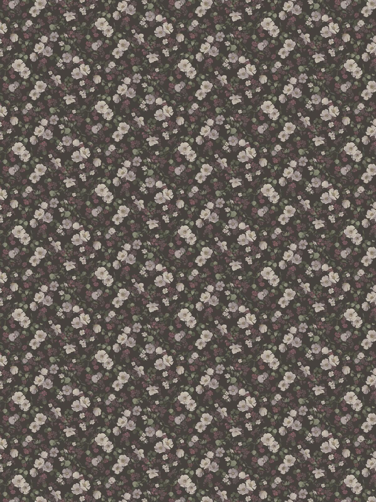 Tapeta flizelinowa papierowa z roślinnym wzorem ENCHANTING FLOWER zgaszony brązowy z białym - Image 3