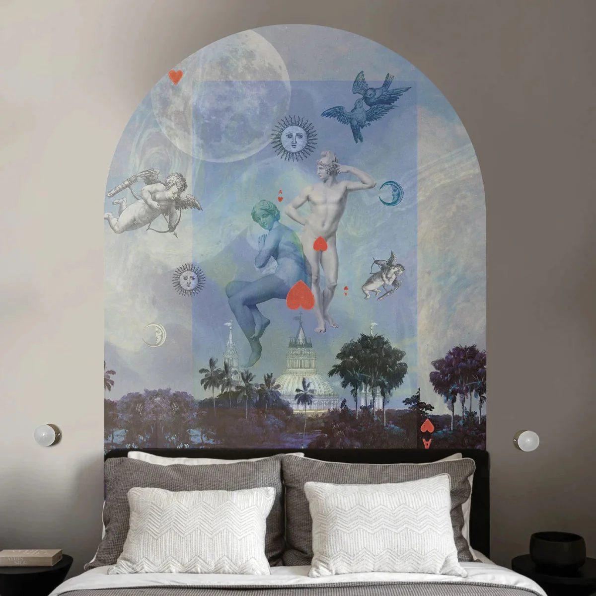 Mural flizelinowy w kształcie łuku AMORE niebieski