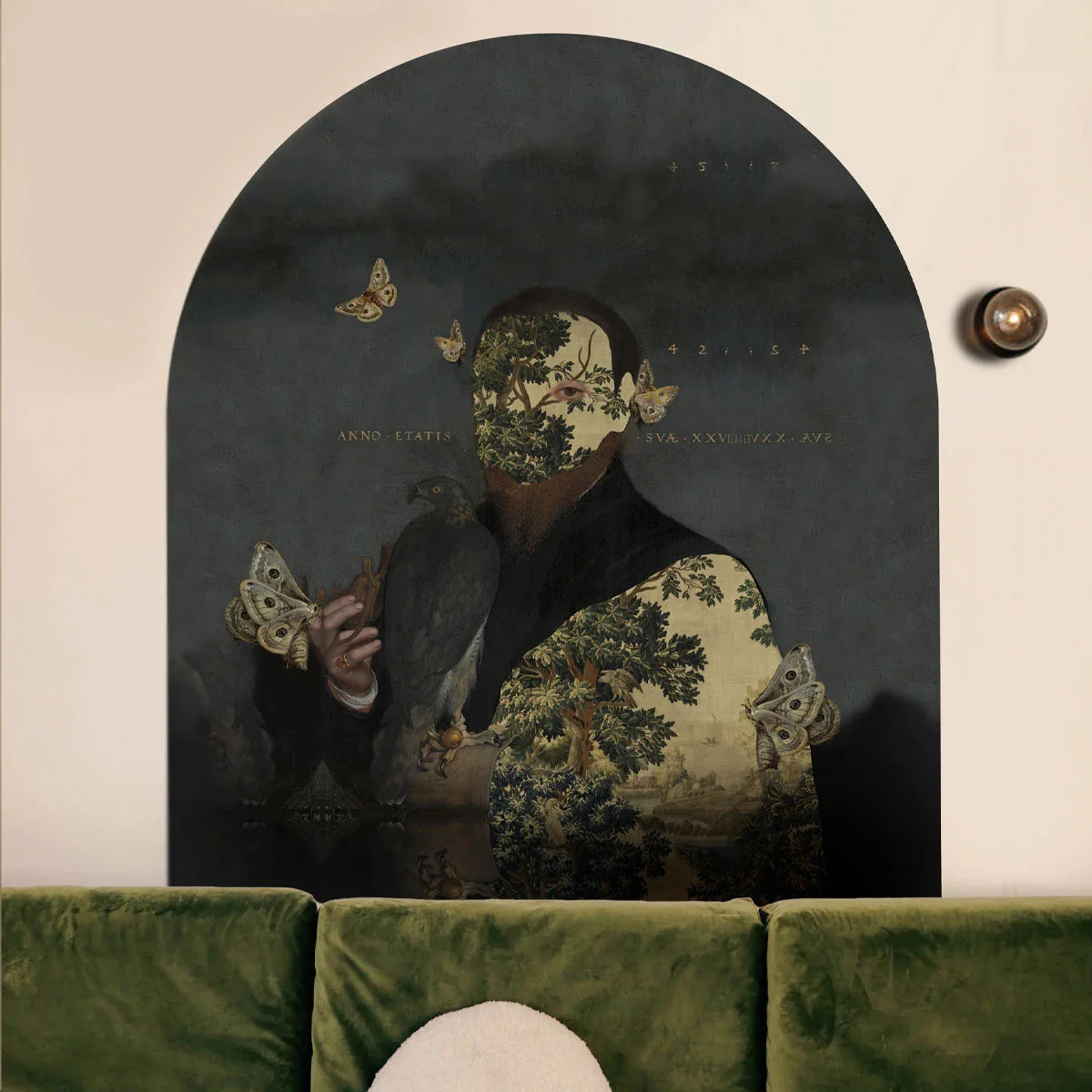 Mural flizelinowy w kształcie łuku GENTLEMAN MOTH ciemnoszary