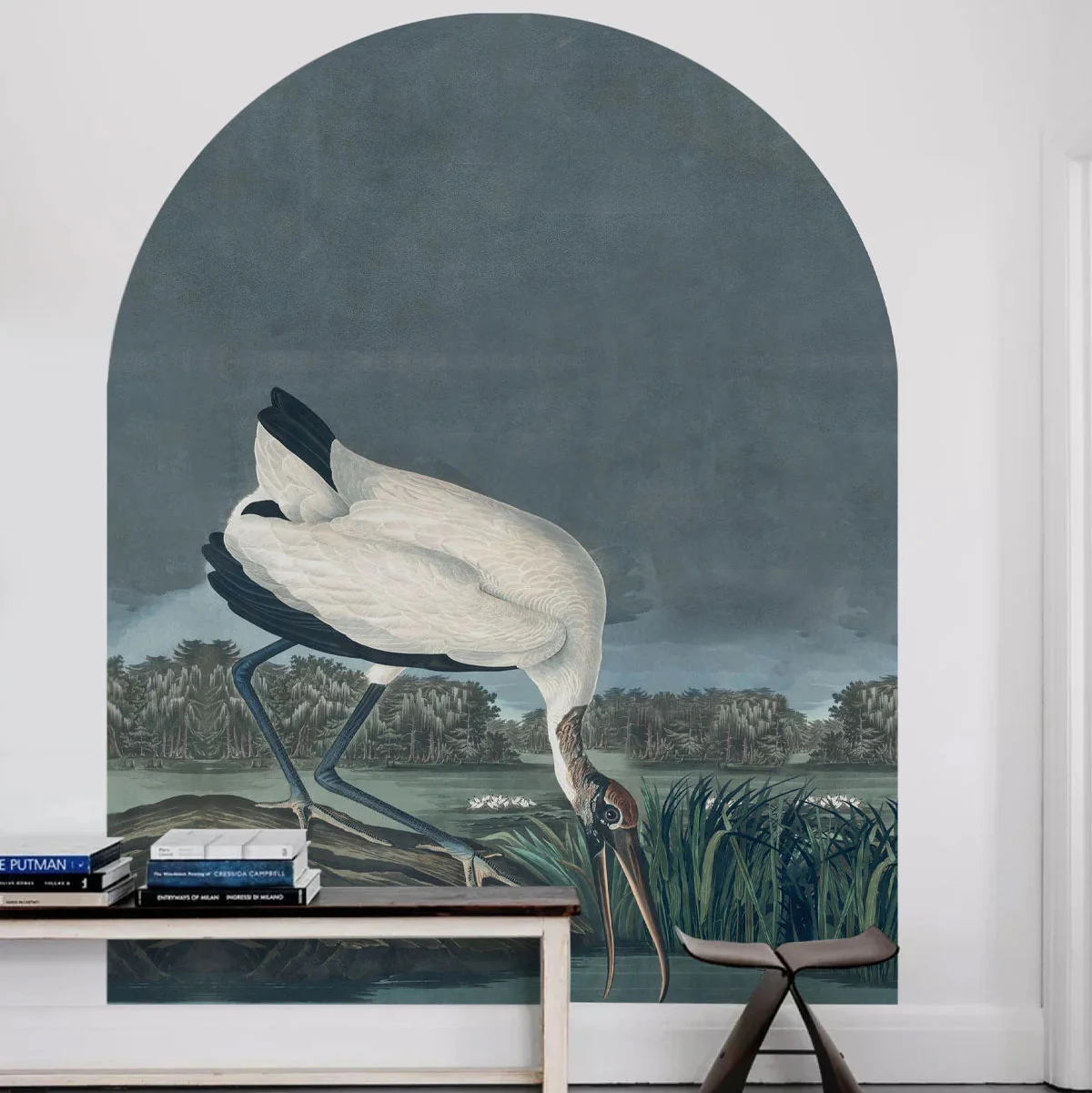 Mural w kształcie łuku z motywem zwierzęcym STORK ciemny niebieski