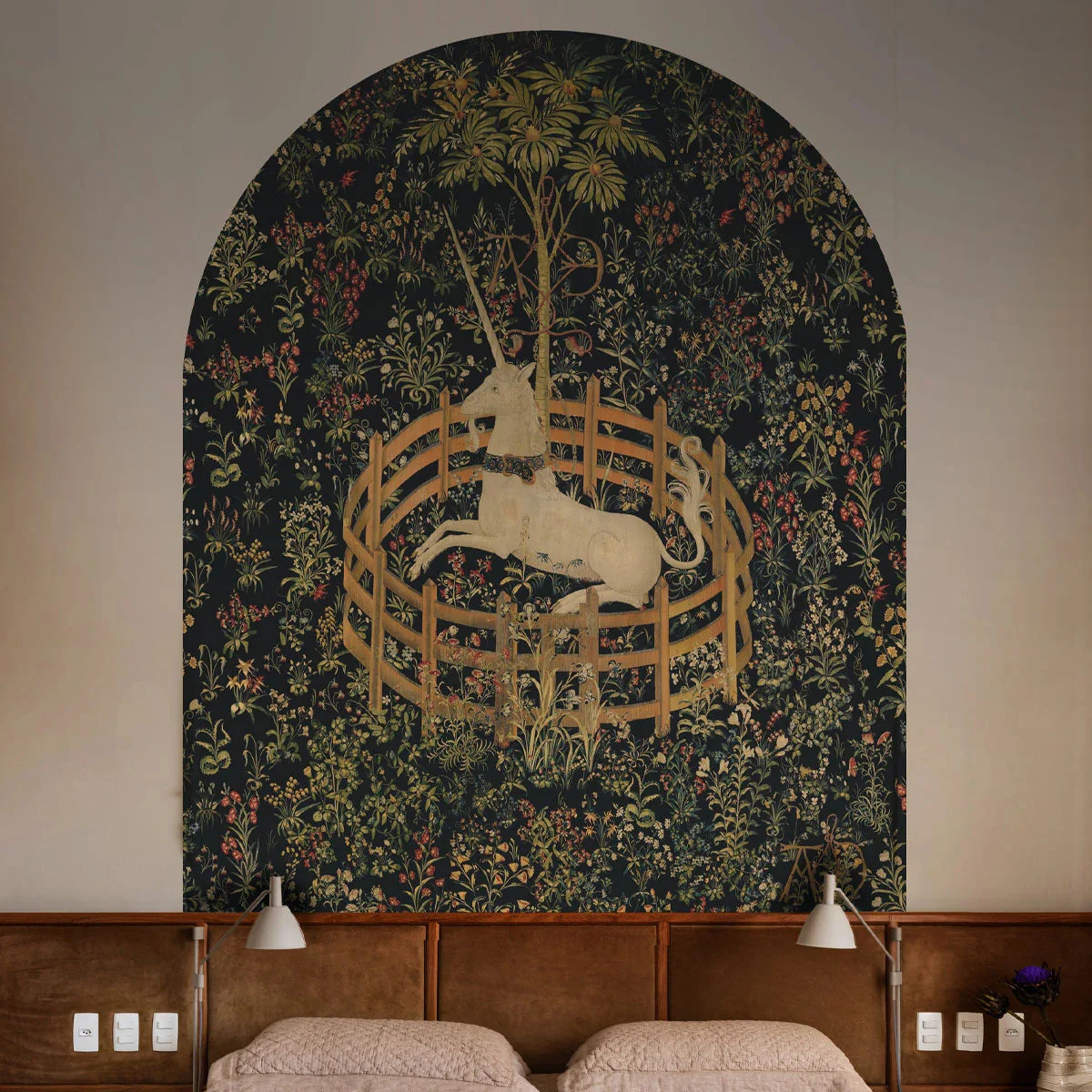 Mural flizelinowy w kształcie łuku UNICORN zielony