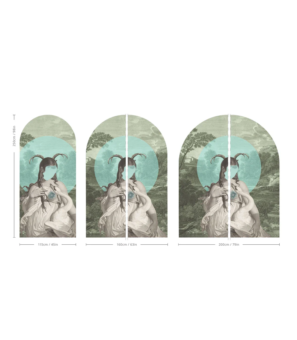 Mural w kształcie łuku z artystycznym portretem ZODIAC MUSE zielony - Image 2