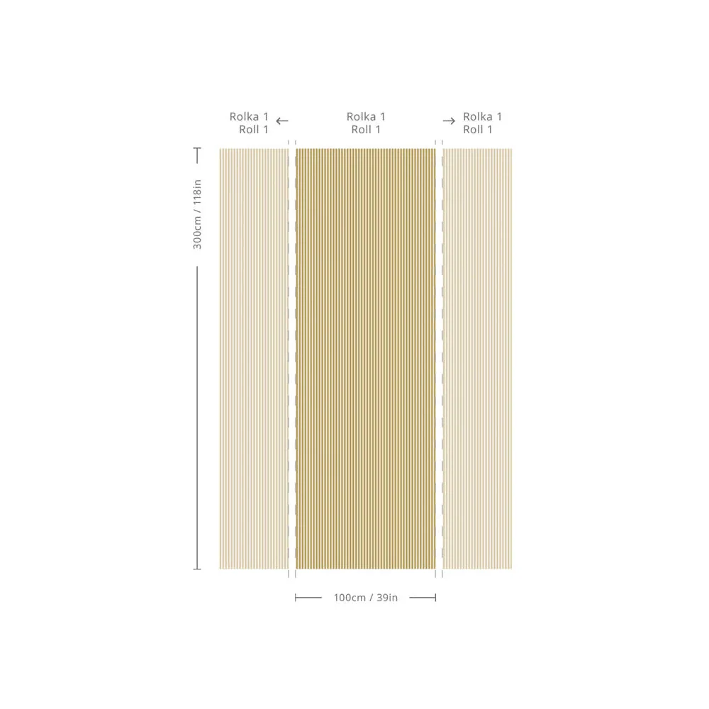 Tapeta z geometrycznym wzorem w paski STRIPE MEADOW MUSTARD musztardowy z szarym - Image 2