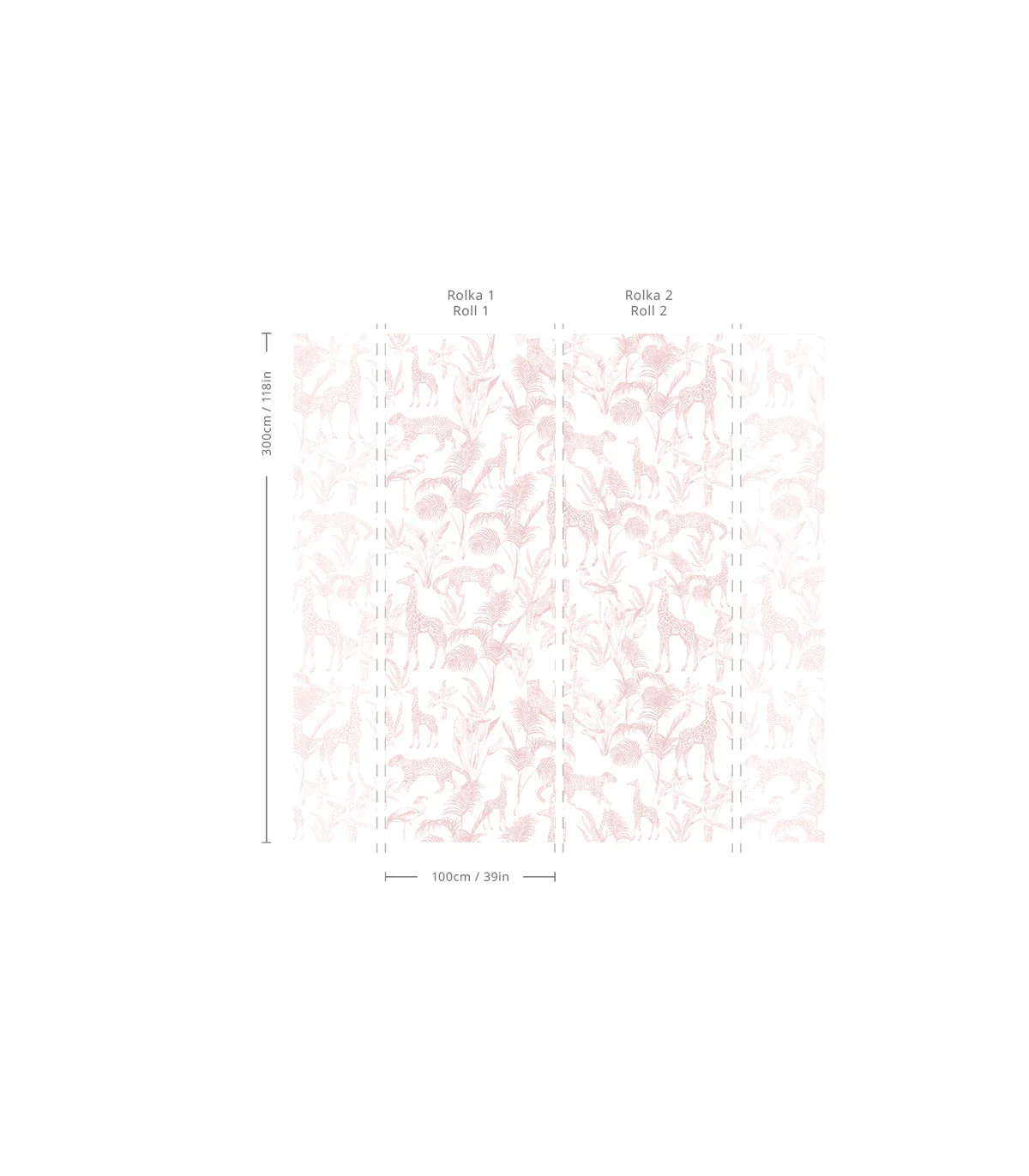 Tapeta z motywem zwierzęcym SAFARI PINK różowy z białym - Image 3