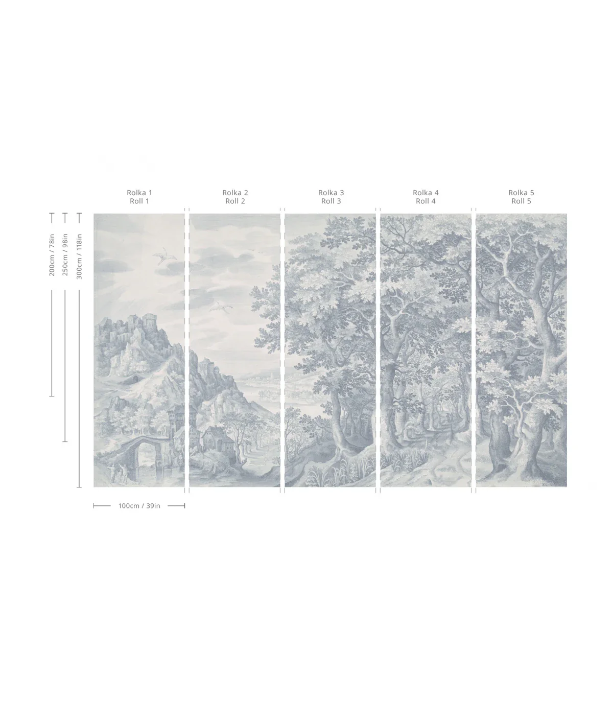 Tapeta z krajobrazem lasu ETHEREAL FOREST BLUE niebieski z szarym - Image 2
