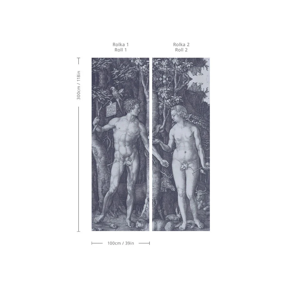 Tapeta z artystycznym krajobrazem raju FORBIDDEN FRUIT szary - Image 2