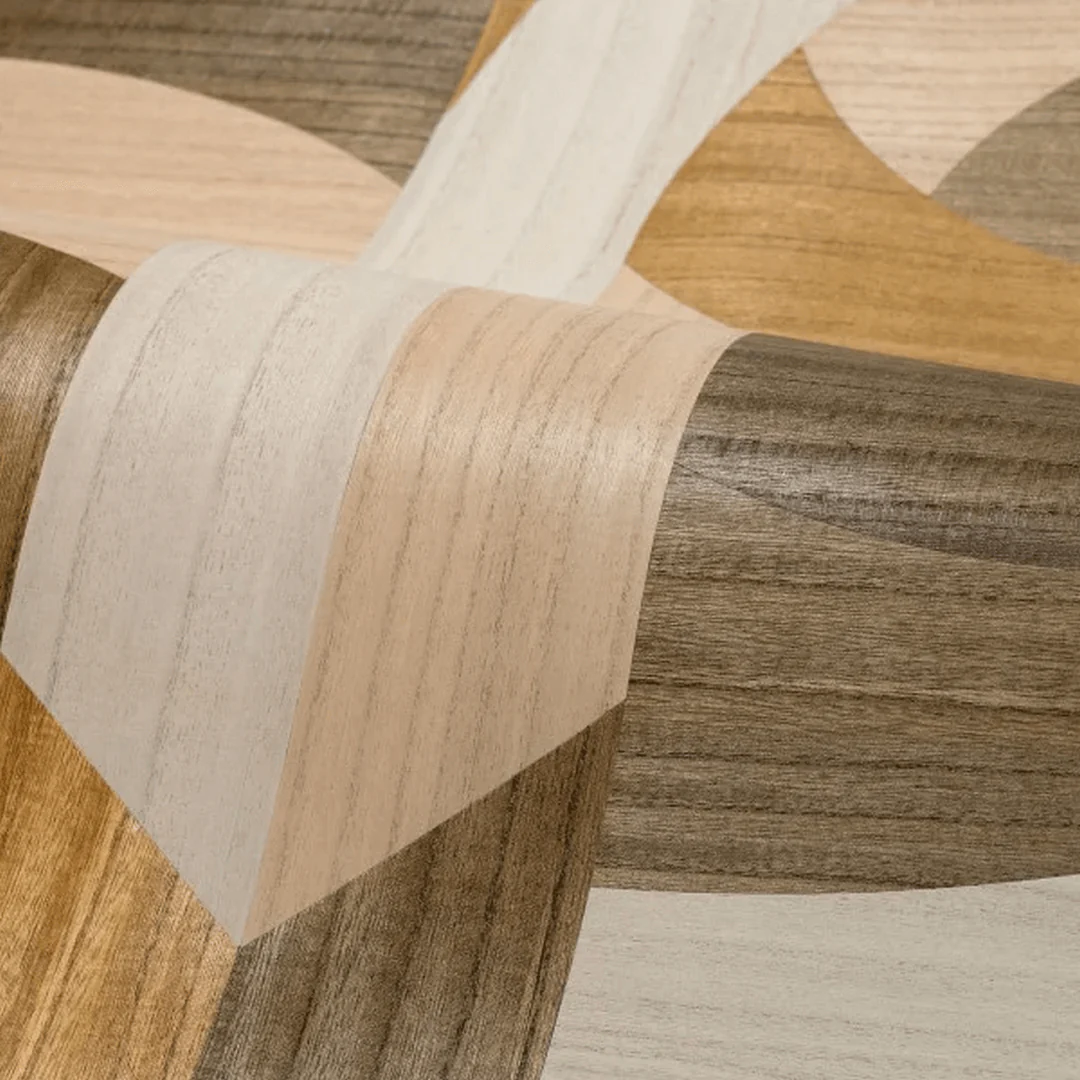 Tapeta fornirowana ze wzorem geometrycznym art deco TRAVERSÉE - CHÊNE IVOIRE jasna dębowa - Image 3