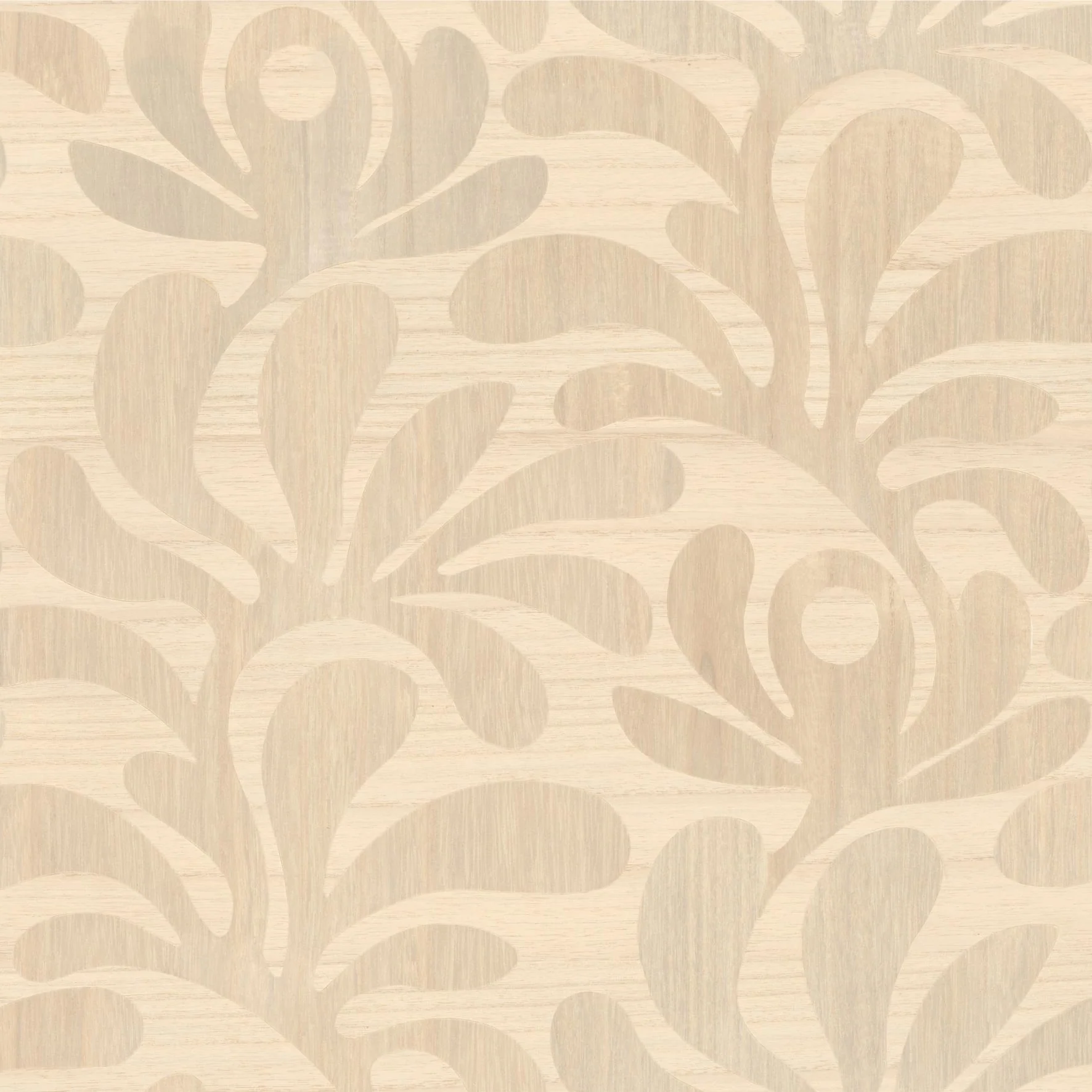 Tapeta fornirowana z motywem roślinnym liści WOODBLOCK BEETLE FERN beżowy