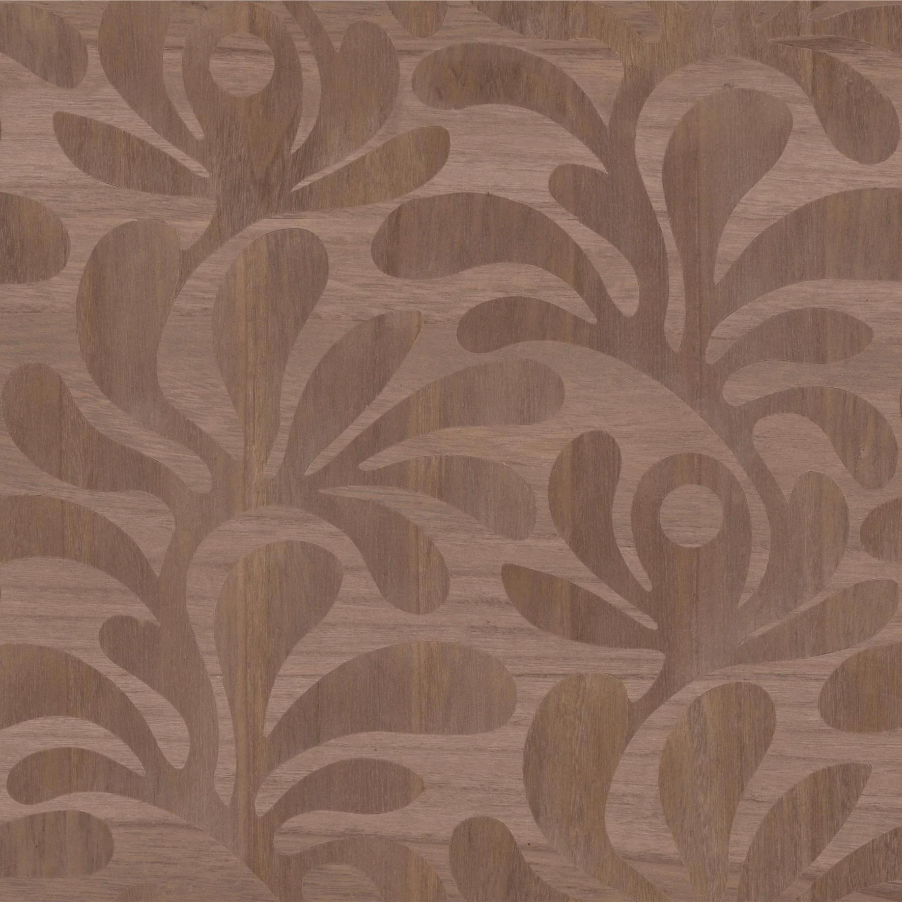 Tapeta fornirowana z motywem roślinnym liści WOODBLOCK BEETLE FERN brązowy