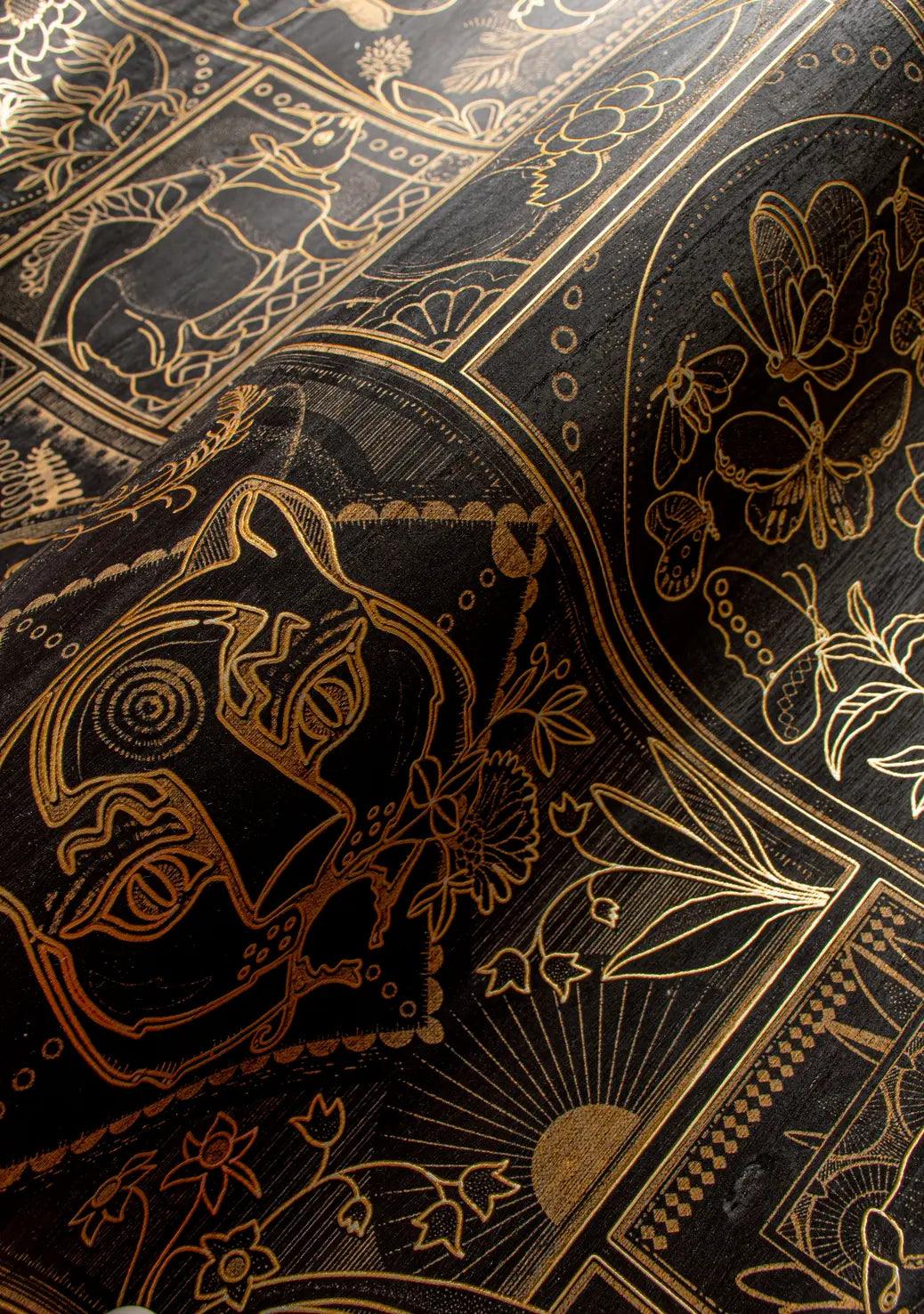 Tapeta fornirowana strukturalna z motywem zwierzęcym GOLDEN TIGER czarny ze złotym - Image 3