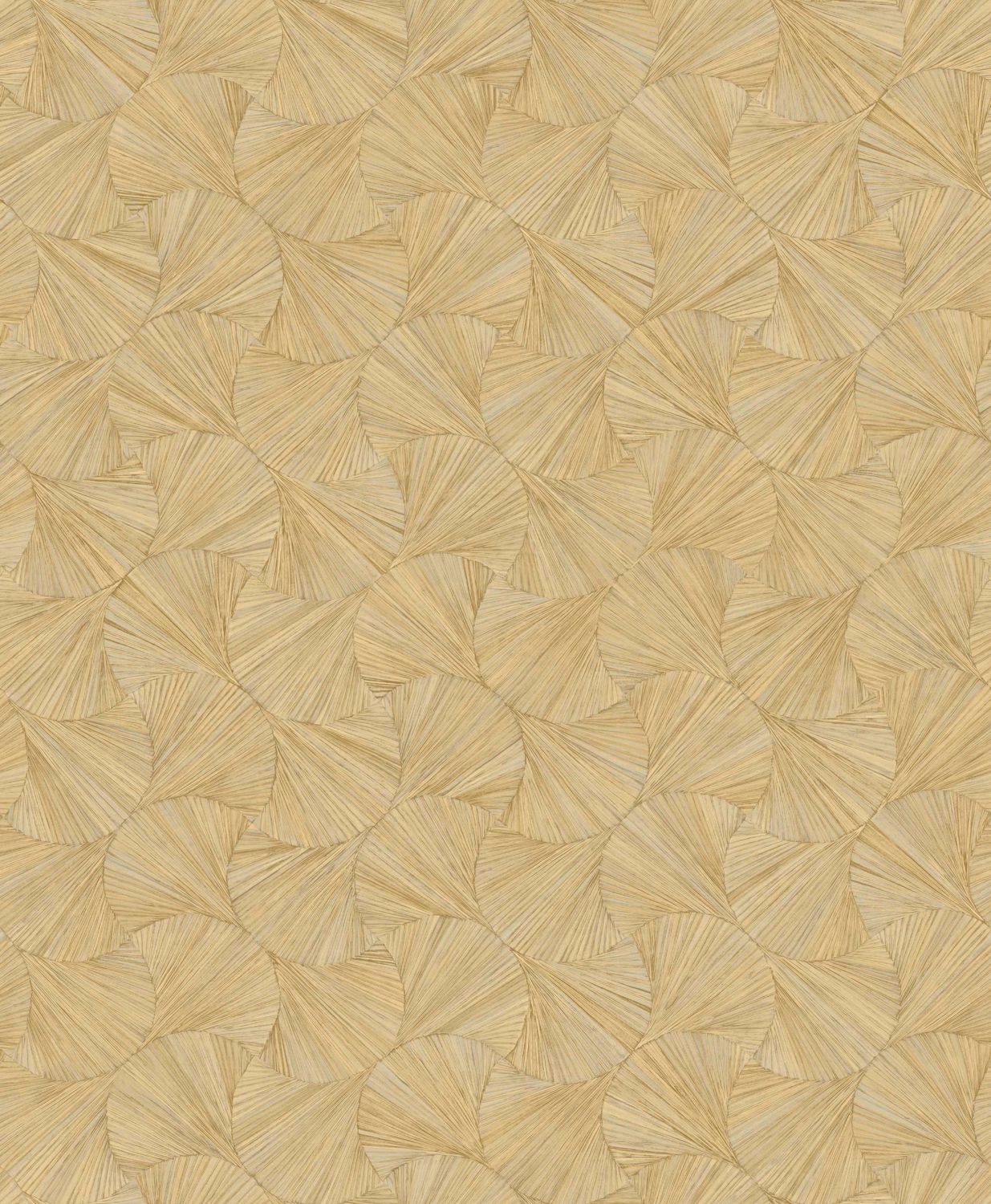 Tapeta strukturalna geometryczna z motywem roślinnym liści LOMBOK - PAILLE słomiany beż - Image 3