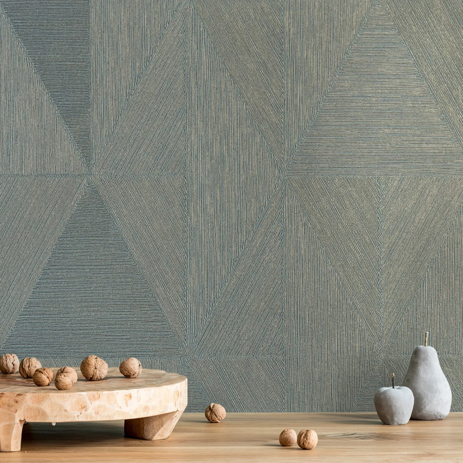 Tapeta metaliczna z geometrycznym wzorem PARANGON - OPALINE zgaszony zielony - Image 4