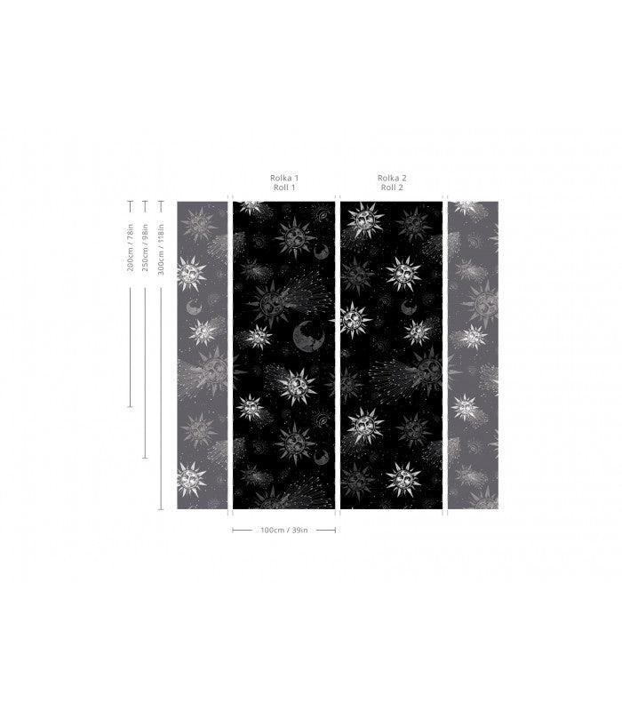 Tapeta flizelinowa z motywem słońca i księżyca MOON AND SUN czarny - Image 2