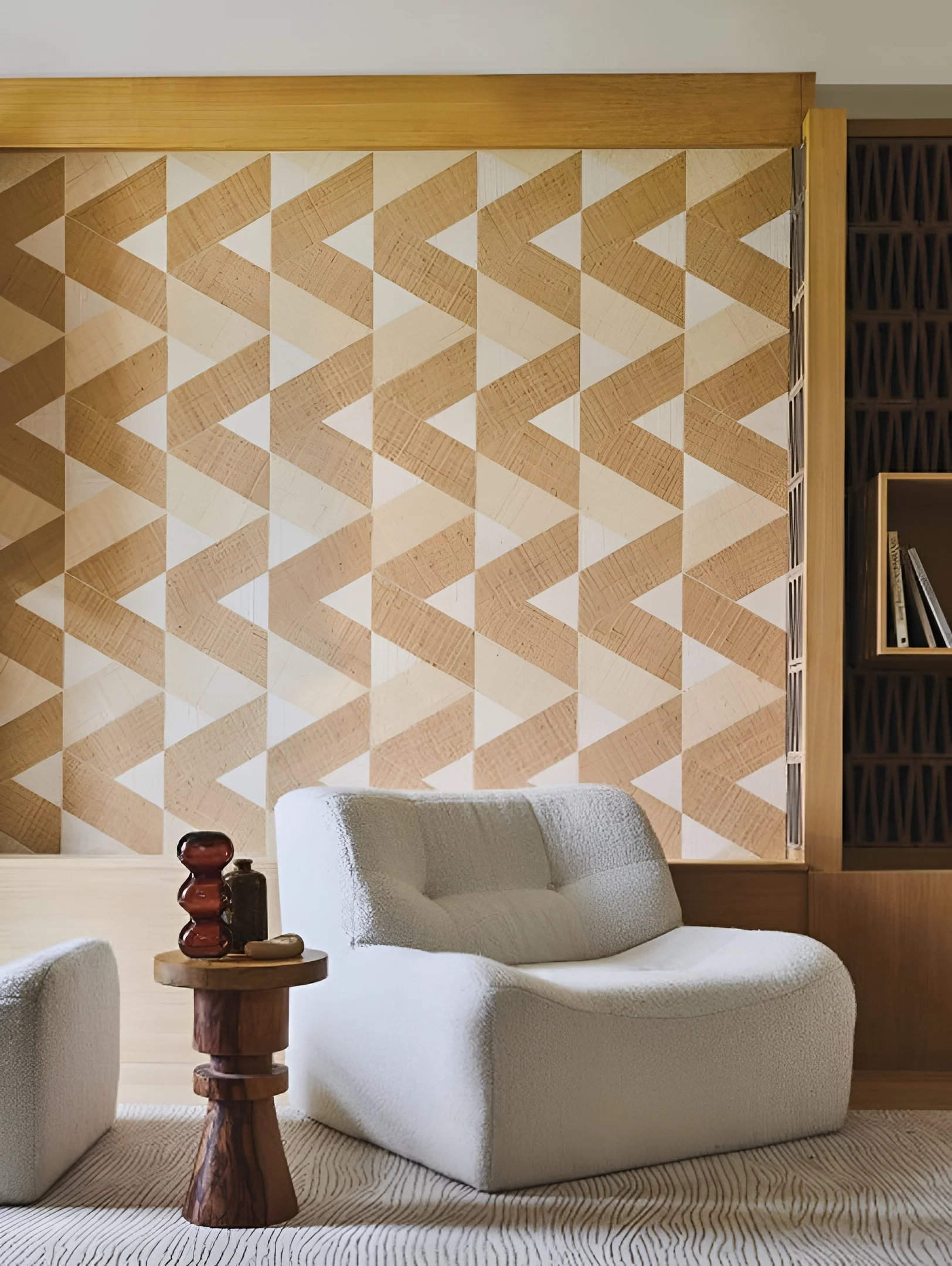 Tapeta naturalna z geometrycznym wzorem z rafii SOLAL - NATUREL jasny brązowy z beżowym - Image 4
