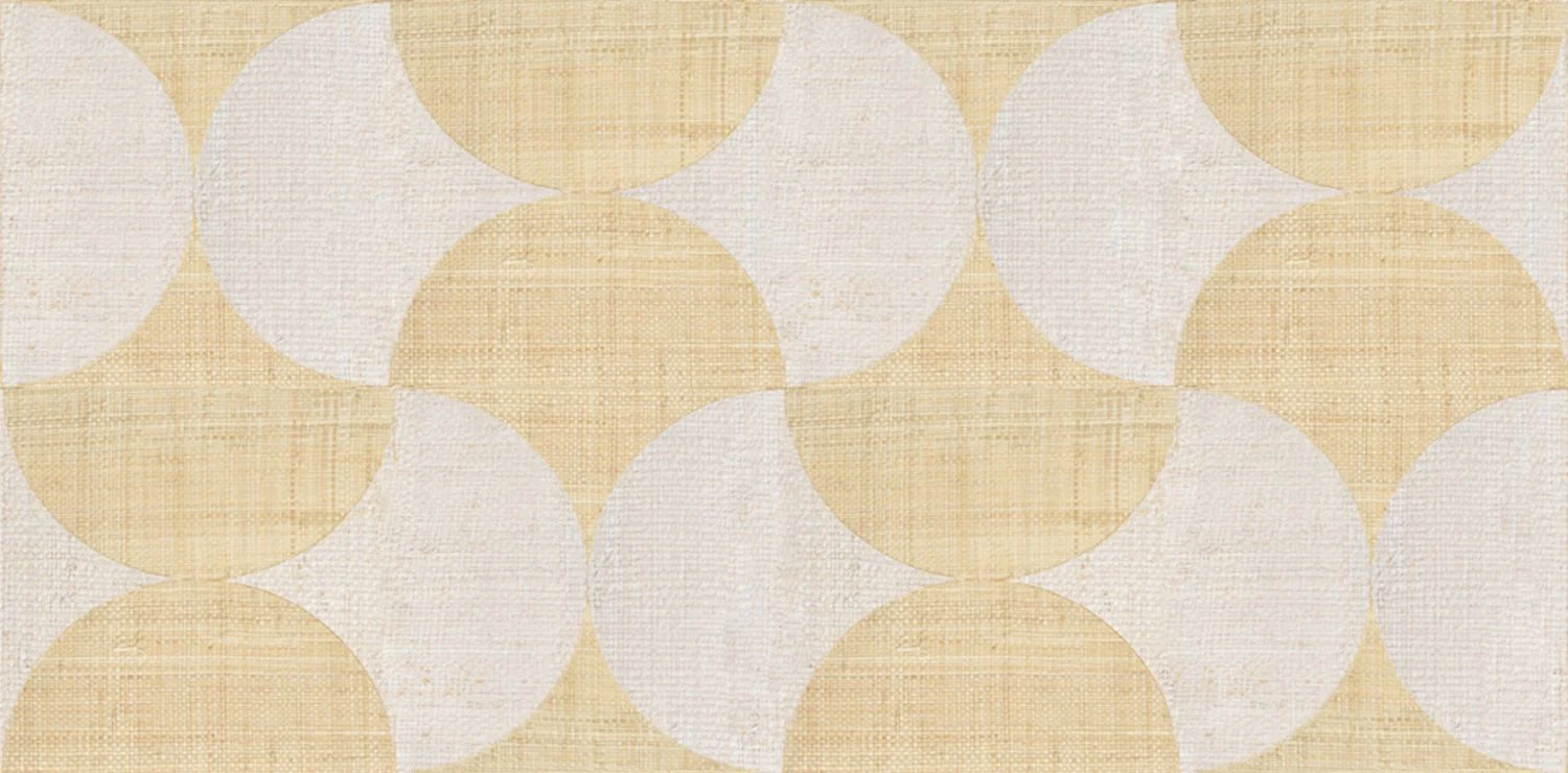 Tapeta naturalna z geometrycznym wzorem z rafii SUMBA - BLANC NATUREL biały ze złotym - Image 4