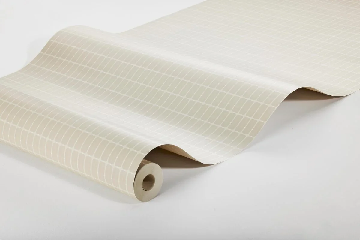 Tapeta flizelinowa papierowa z wzorem w kratę ALVAR AALTO M.I.T piaskowy beżowy - Image 3