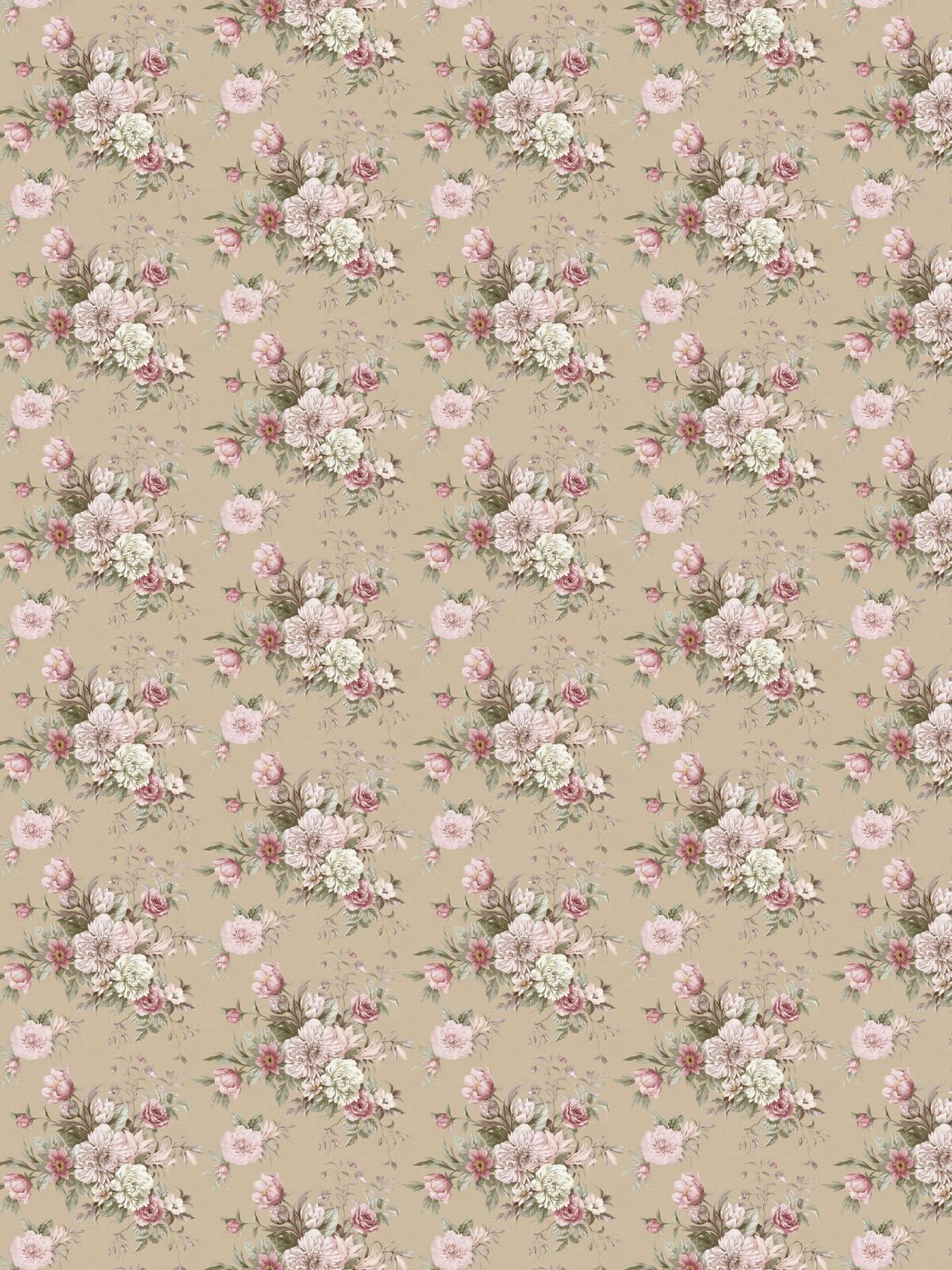 Tapeta flizelinowa papierowa z roślinnym wzorem FLORAL CHARM ciemny beż z różowym i białym - Image 7