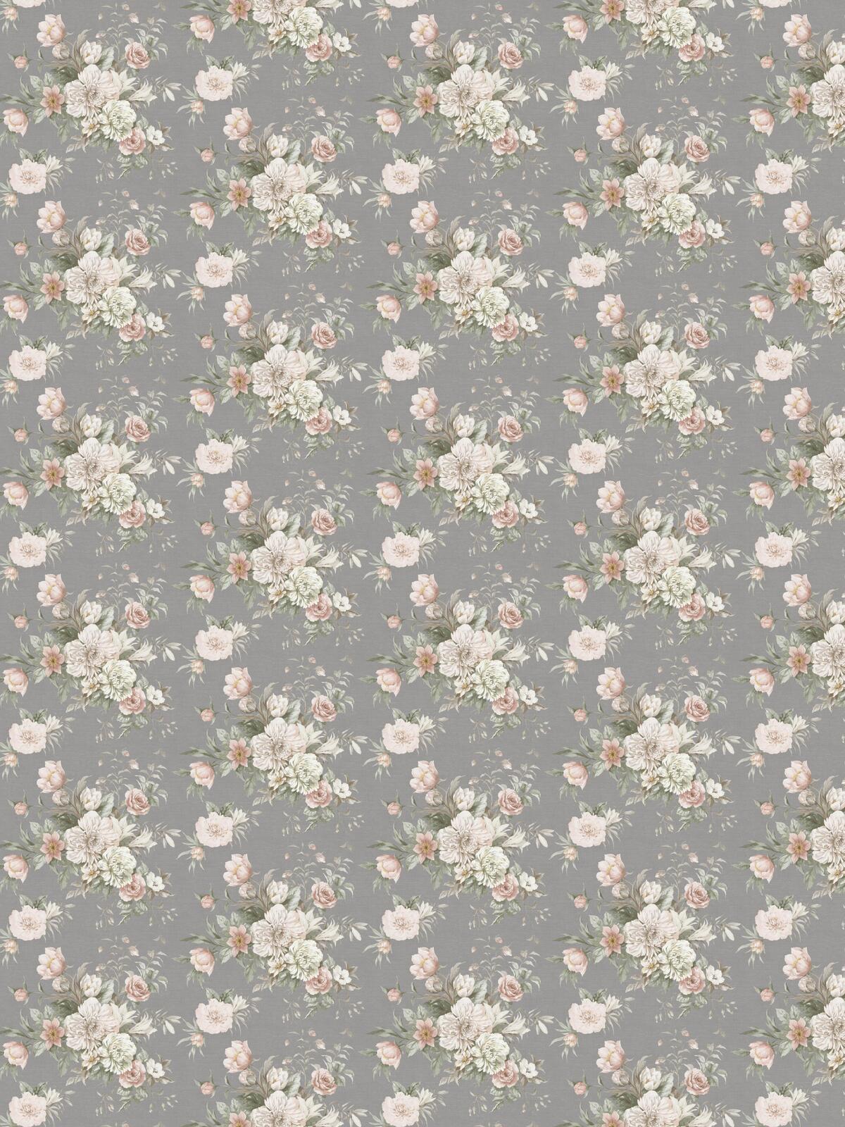 Tapeta flizelinowa papierowa z roślinnym wzorem FLORAL CHARM szary z białym i różowym - Image 4