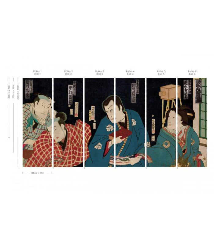 Tapeta flizelinowa z motywem wojownika SAMURAI CHRONICALES granatowy - Image 3