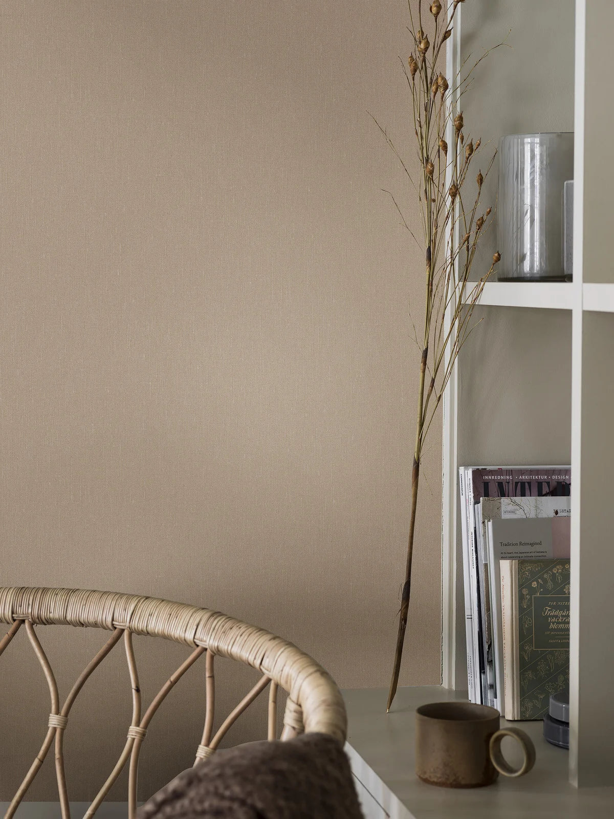 Tapeta strukturalna imitująca len LINEN - ROSE CLAY zgaszony róż - Image 2