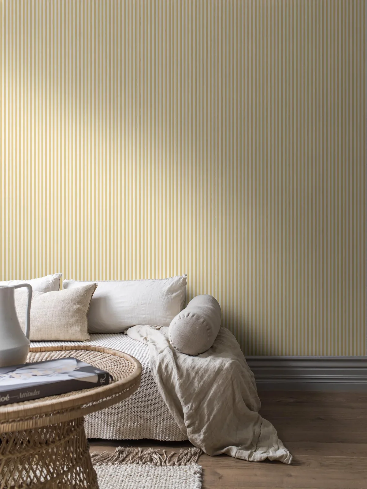 Tapeta ze wzorem w paski MÖLLE STRIPE żółty z białym - Image 5