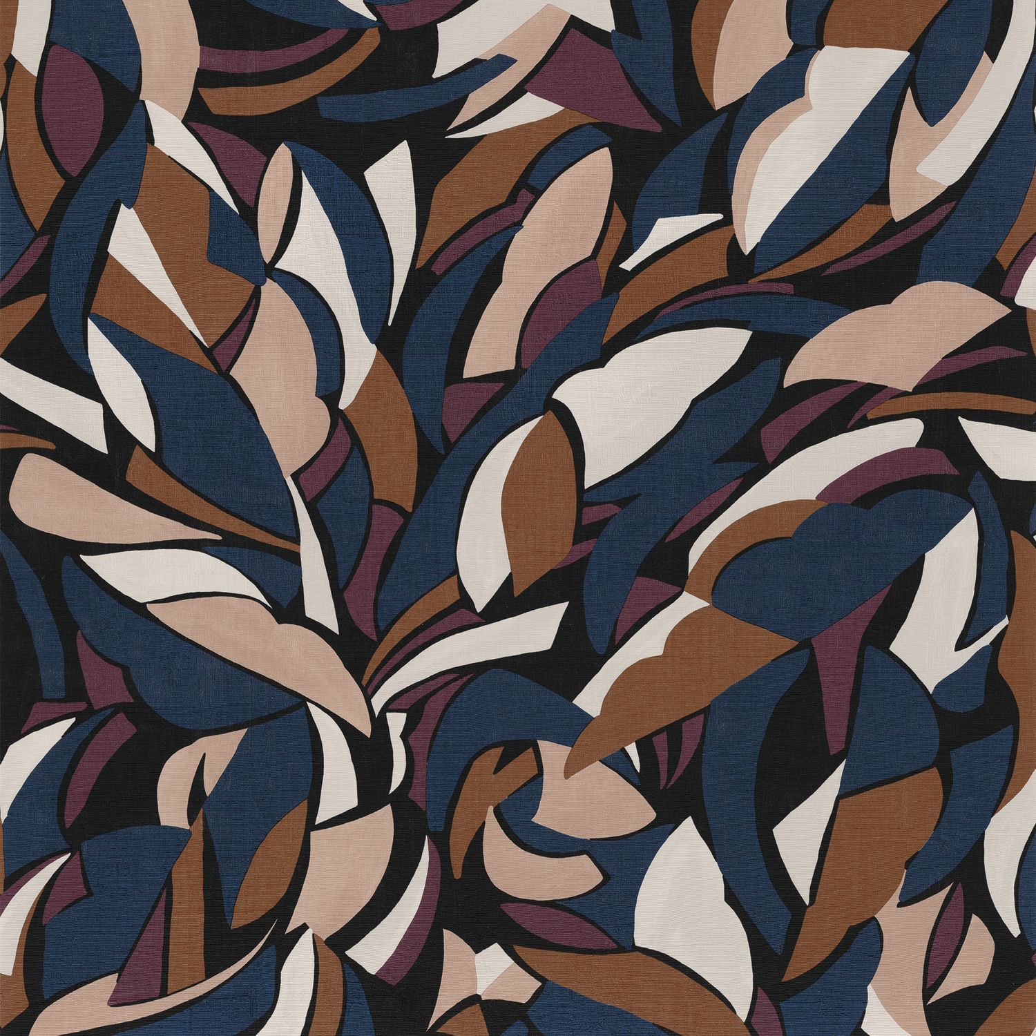 Tapeta strukturalna z abstrakcyjnym wzorem z motywem geometrycznym COLLAGE - NOIR/BLUSH czarny z granatowym