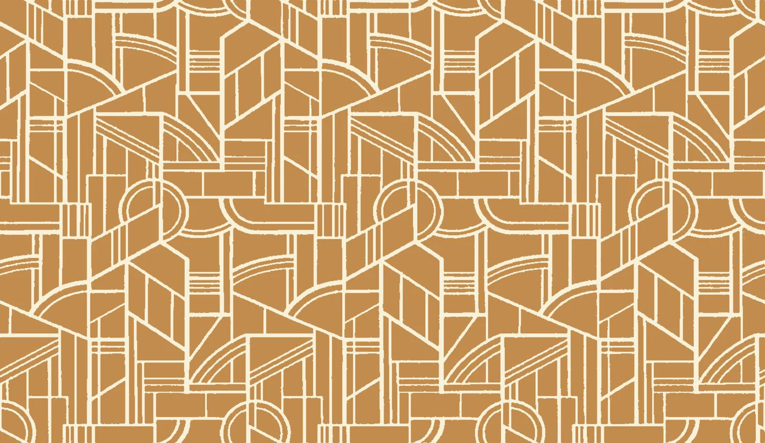 Tapeta tekstylna metaliczna z motywem geometrycznym art deco REIMS - AMBRE złocisty z białym - Image 3