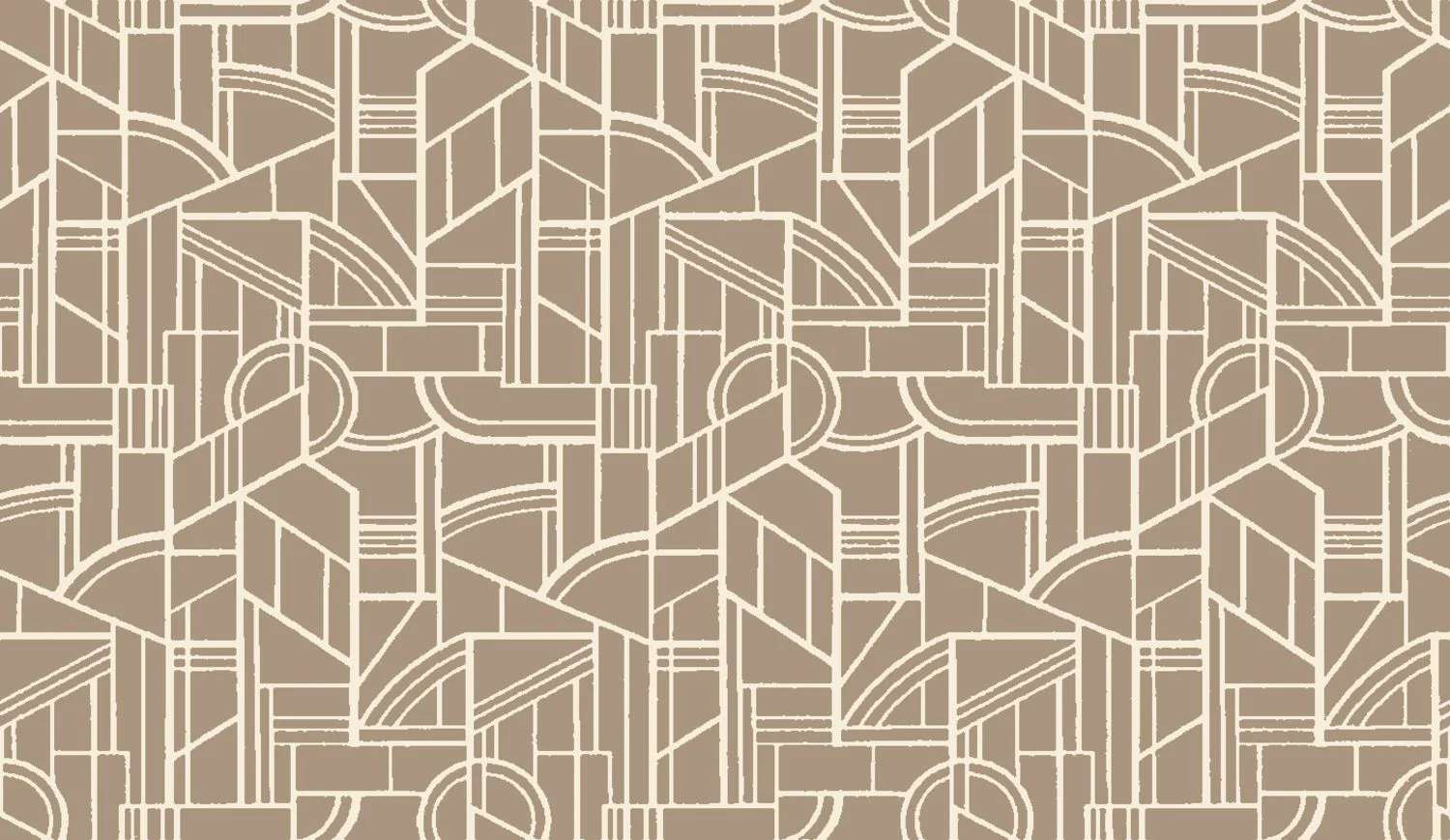 Tapeta tekstylna metaliczna z motywem geometrycznym art deco REIMS - TAUPE taupe z beżowym - Image 3