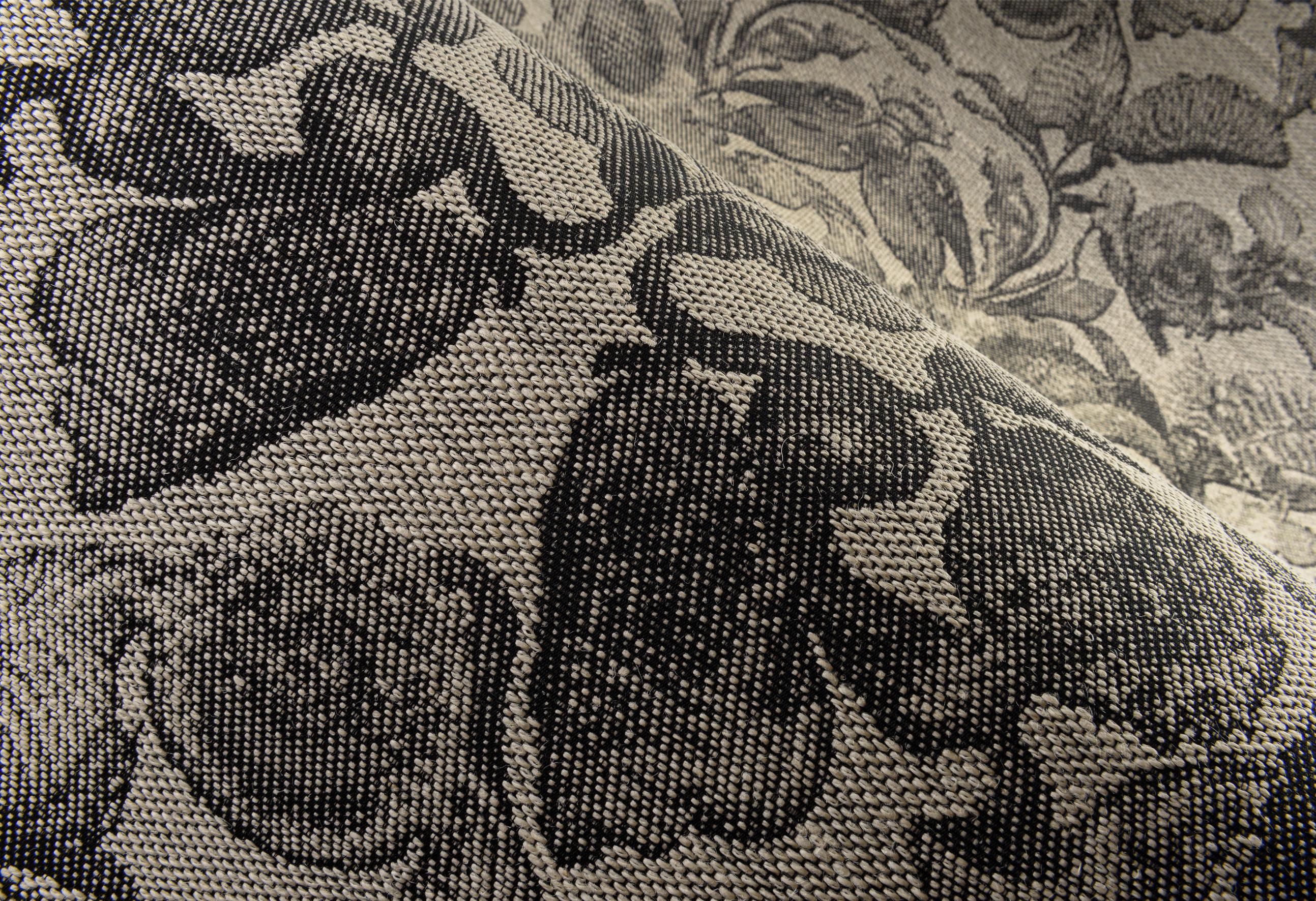 Tapeta tekstylna żakardowa z motywem roślinnym COCCINELLA BELLA JACQUARD czarny z kością słoniową - Image 3