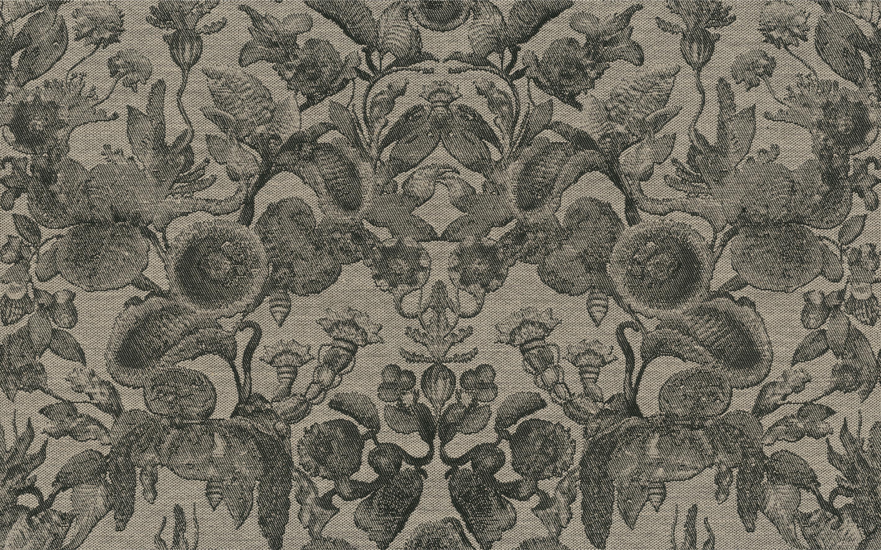 Tapeta tekstylna żakardowa z motywem roślinnym COCCINELLA BELLA JACQUARD czarny z kością słoniową - Image 4