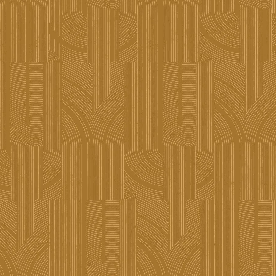 Tapeta metaliczna z geometrycznym wzorem w linie PORTE DORÉE - AMBRE/DORÉ żółty ze złotym