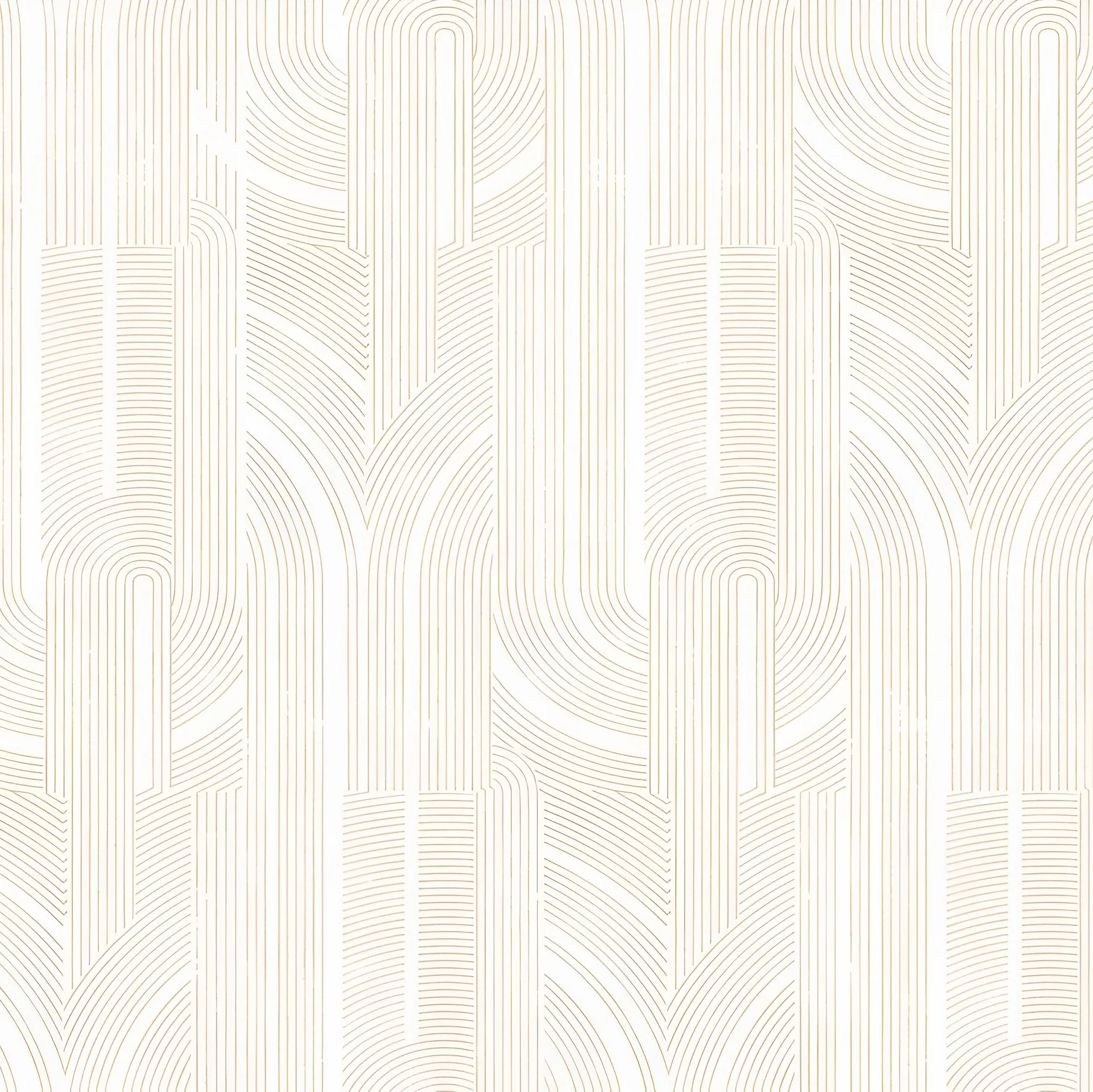 Tapeta metaliczna z geometrycznym wzorem w linie PORTE DORÉE - BLANC/DORÉ biały ze złotym