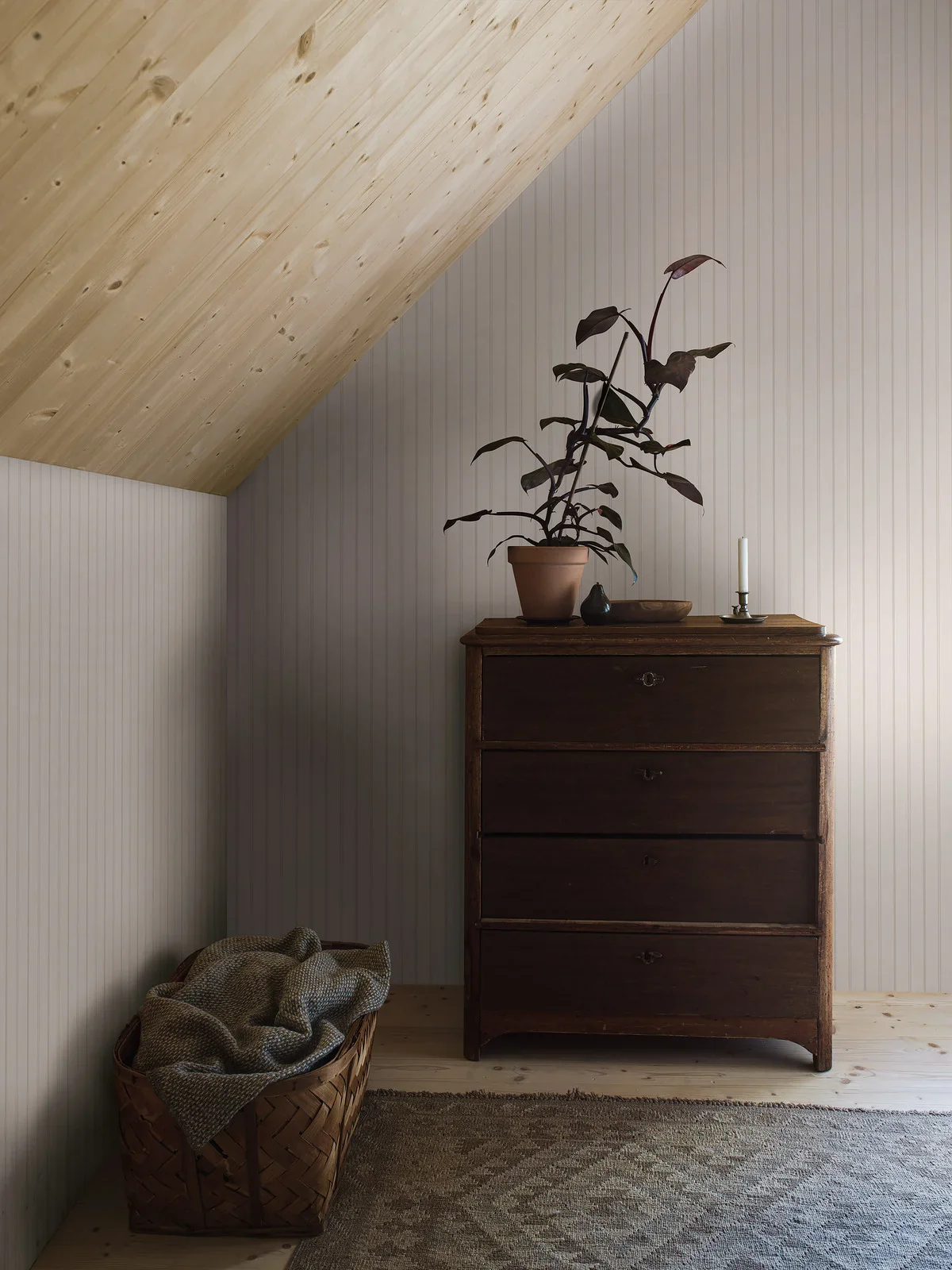 Tapeta w paski WOODLAND STRIPE biały z szarym - Image 2