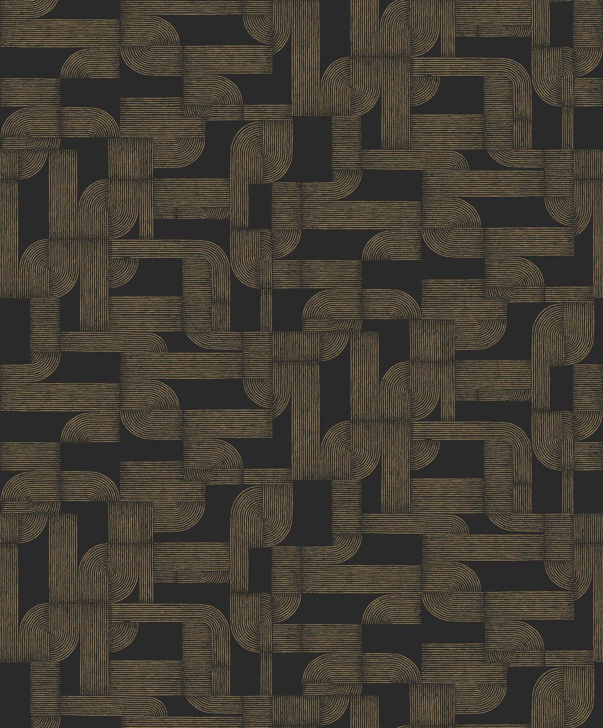 Tapeta z geometrycznym wzorem HECTOR - NOIR/DORE czarny ze złotym - Image 4