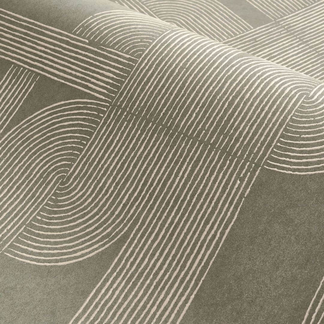 Tapeta z geometrycznym wzorem HECTOR - VERT zgaszony zielony - Image 4