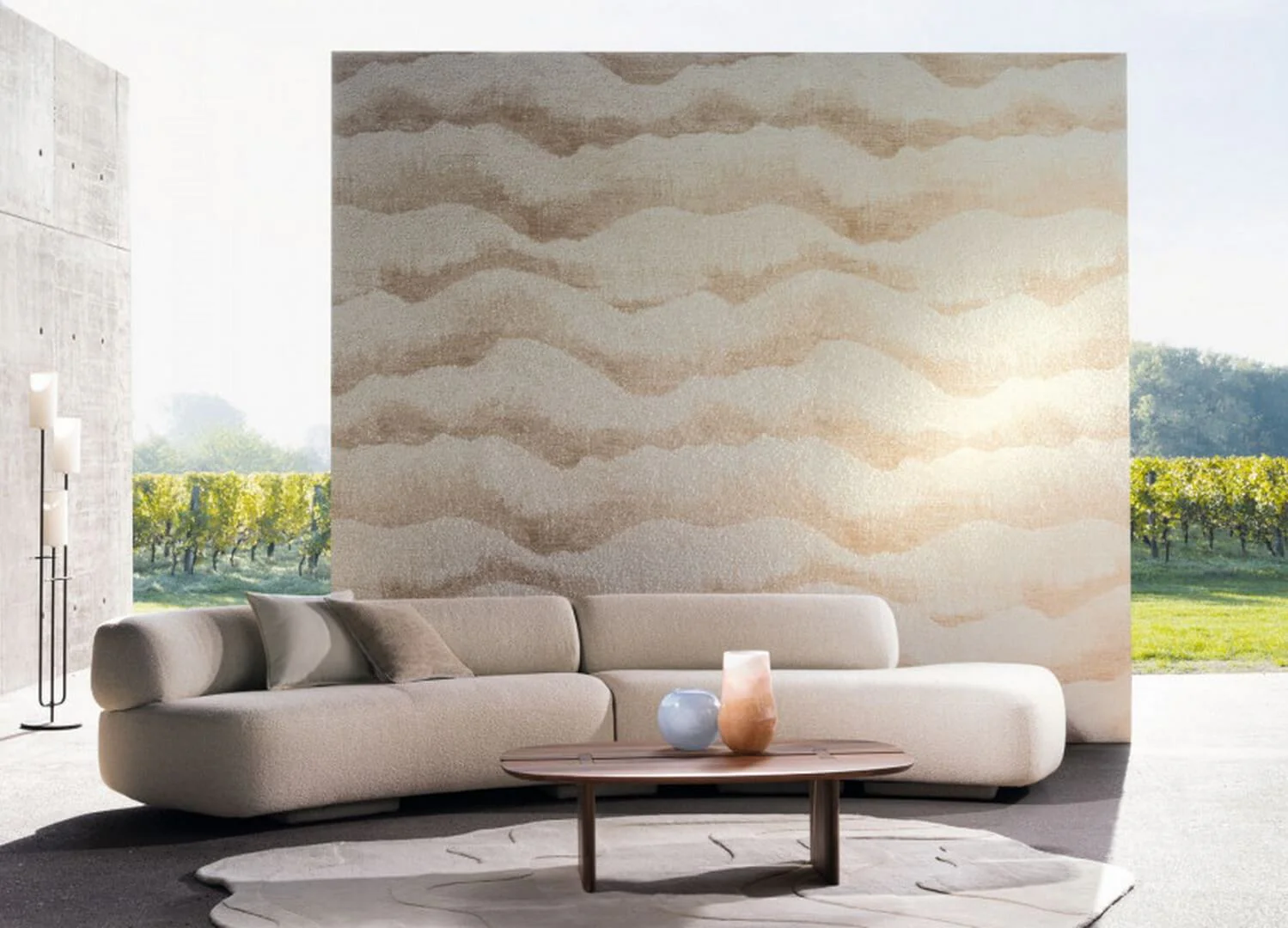 Tapeta tekstylna strukturalna z motywem chmur JASPER - SABLE beżowy - Image 3
