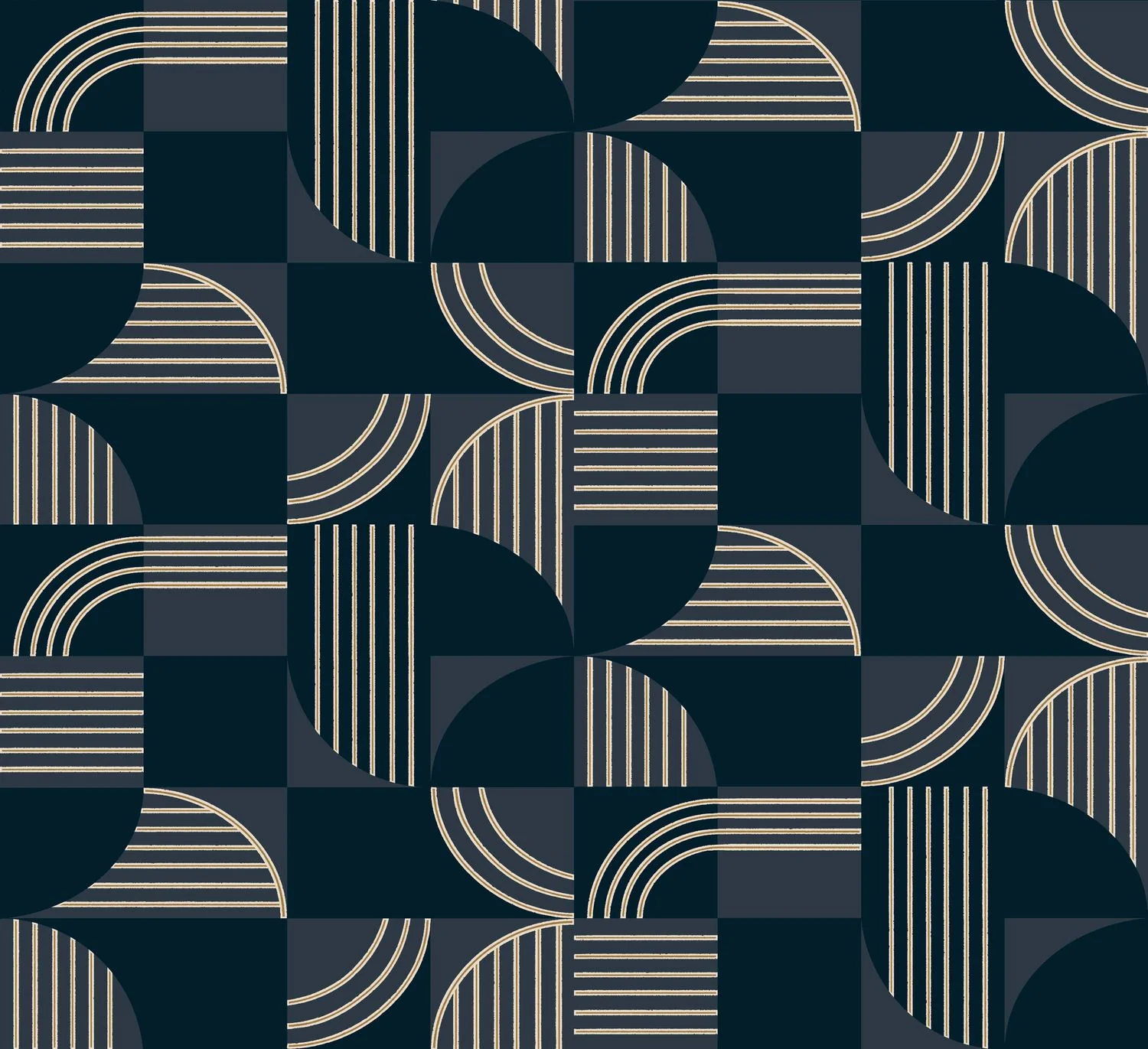 Tapeta flizelinowa z geometrycznym wzorem ANNÉES 30 - MARINE granatowy - Image 4