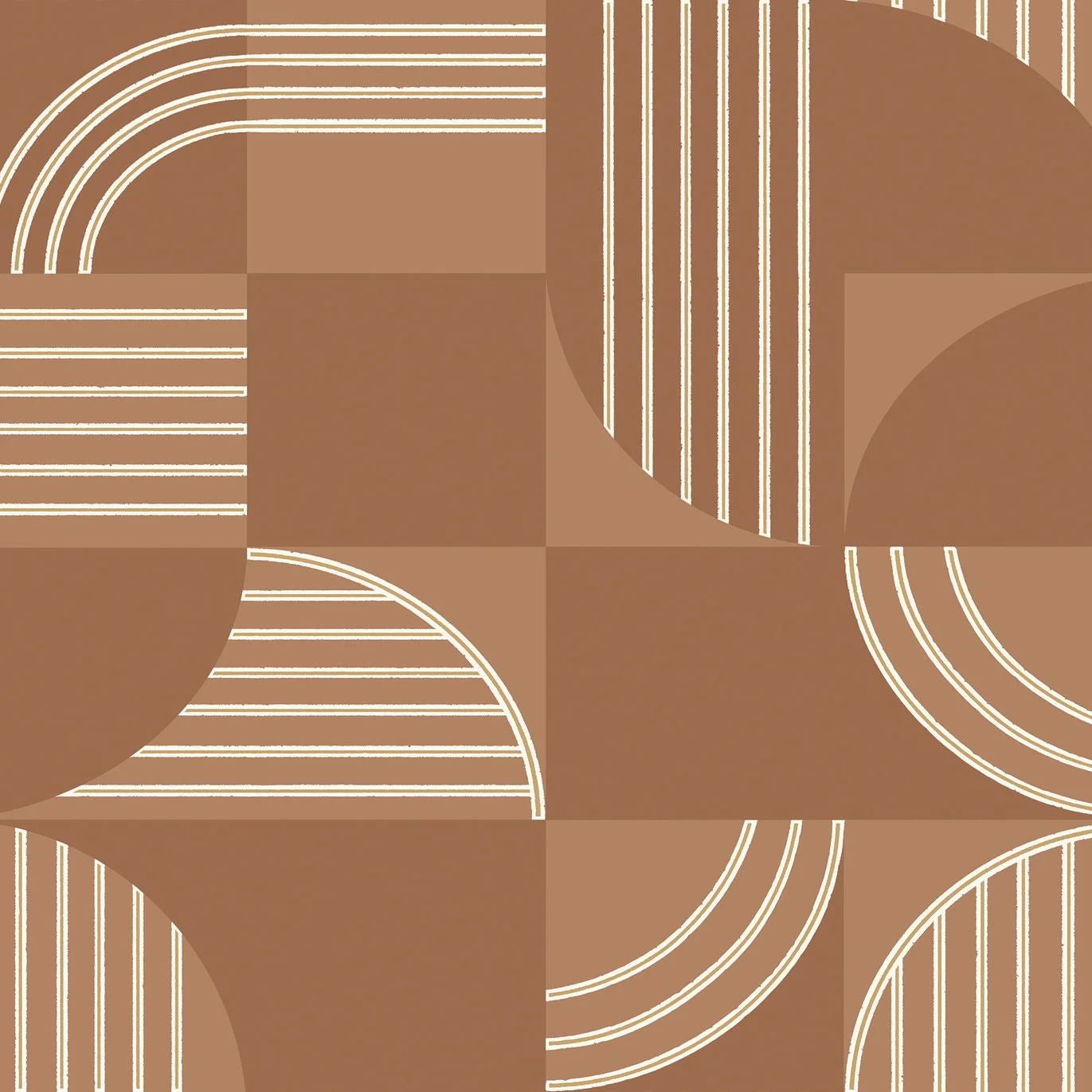 Tapeta flizelinowa z geometrycznym wzorem ANNÉES 30 - TERRACOTTA ciepły brąz